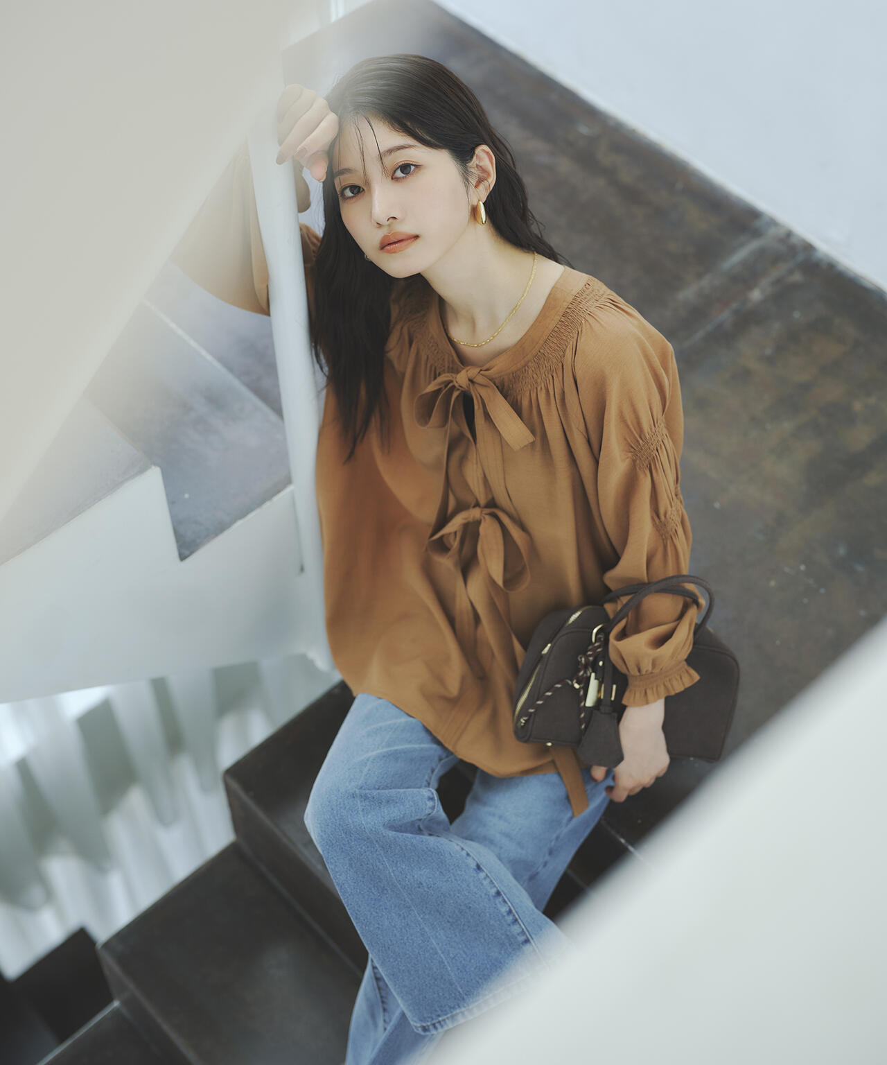 【岸本セシルさん着用】【小室安未さん着用】センタープレスフレアデニムパンツ