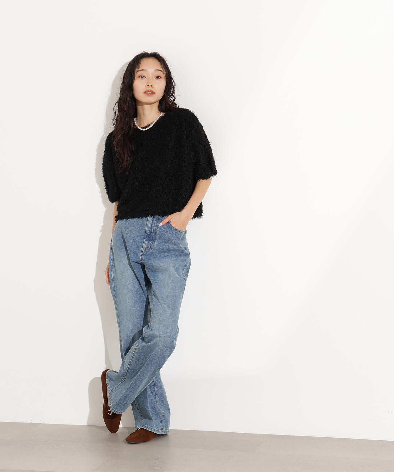 【岸本セシルさん着用】【小室安未さん着用】センタープレスフレアデニムパンツ