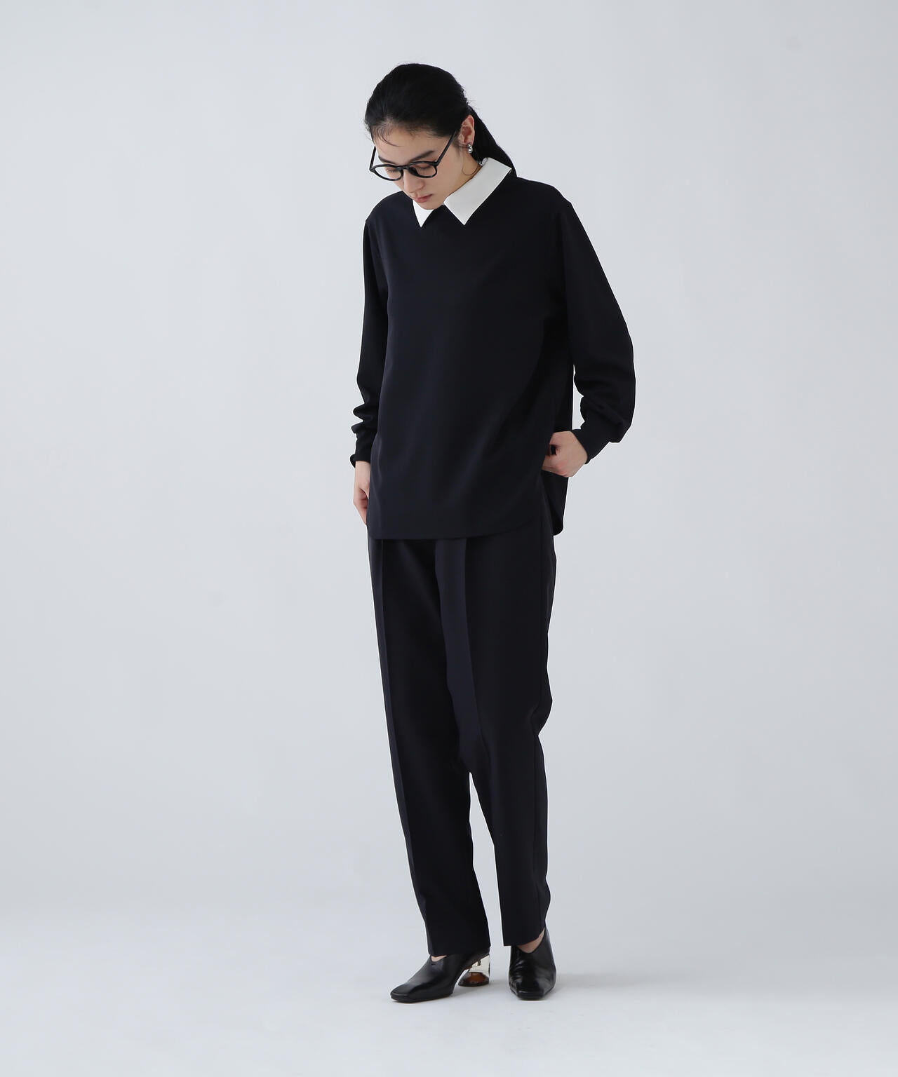 【365ユーティリティー】洗えてシワになりづらいジャケットみたいなブラウスセットアップ パンツ