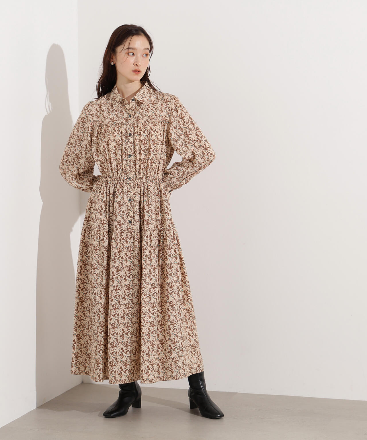 ヴィンテージフラワーシャツワンピース