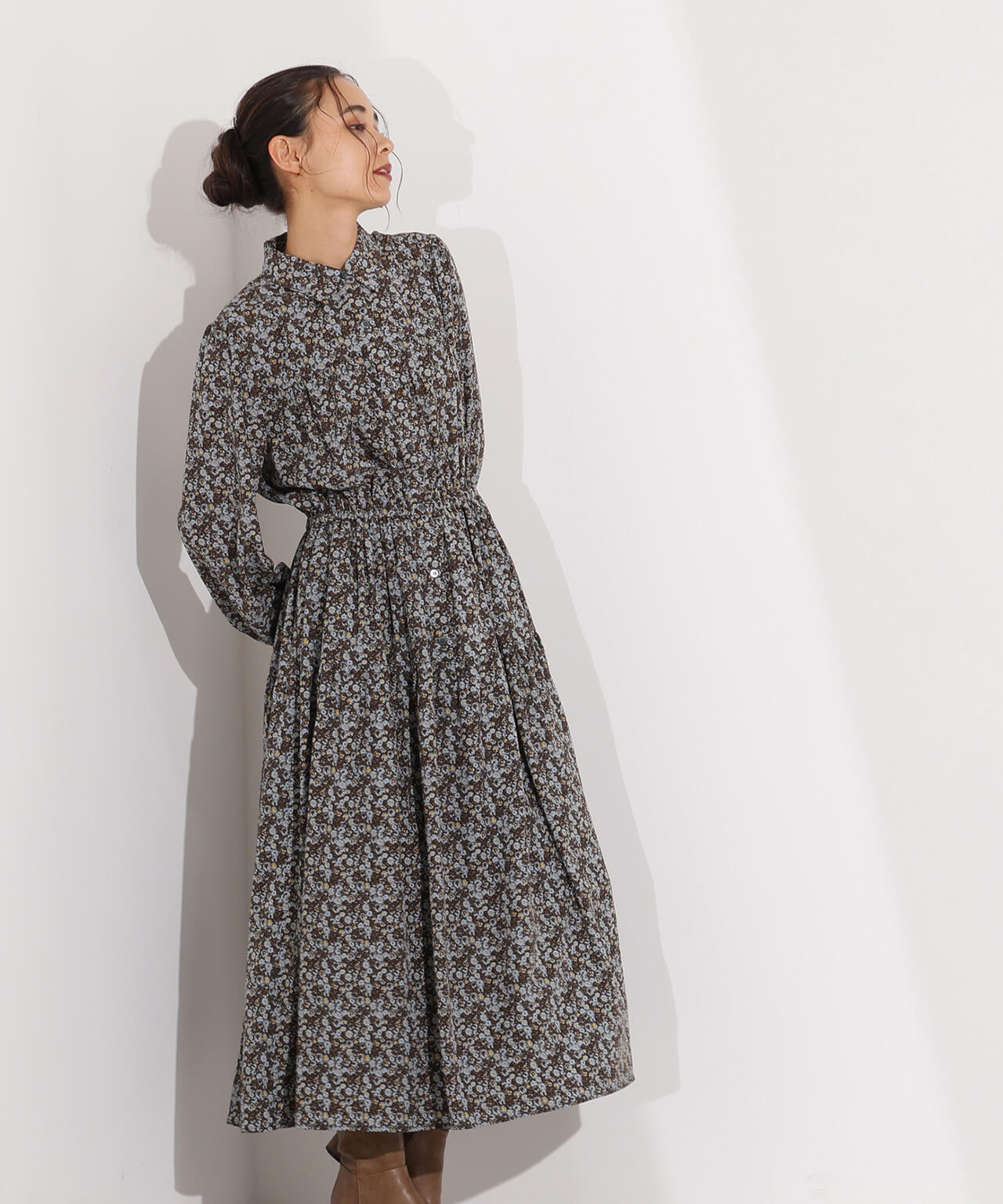 ヴィンテージフラワーシャツワンピース