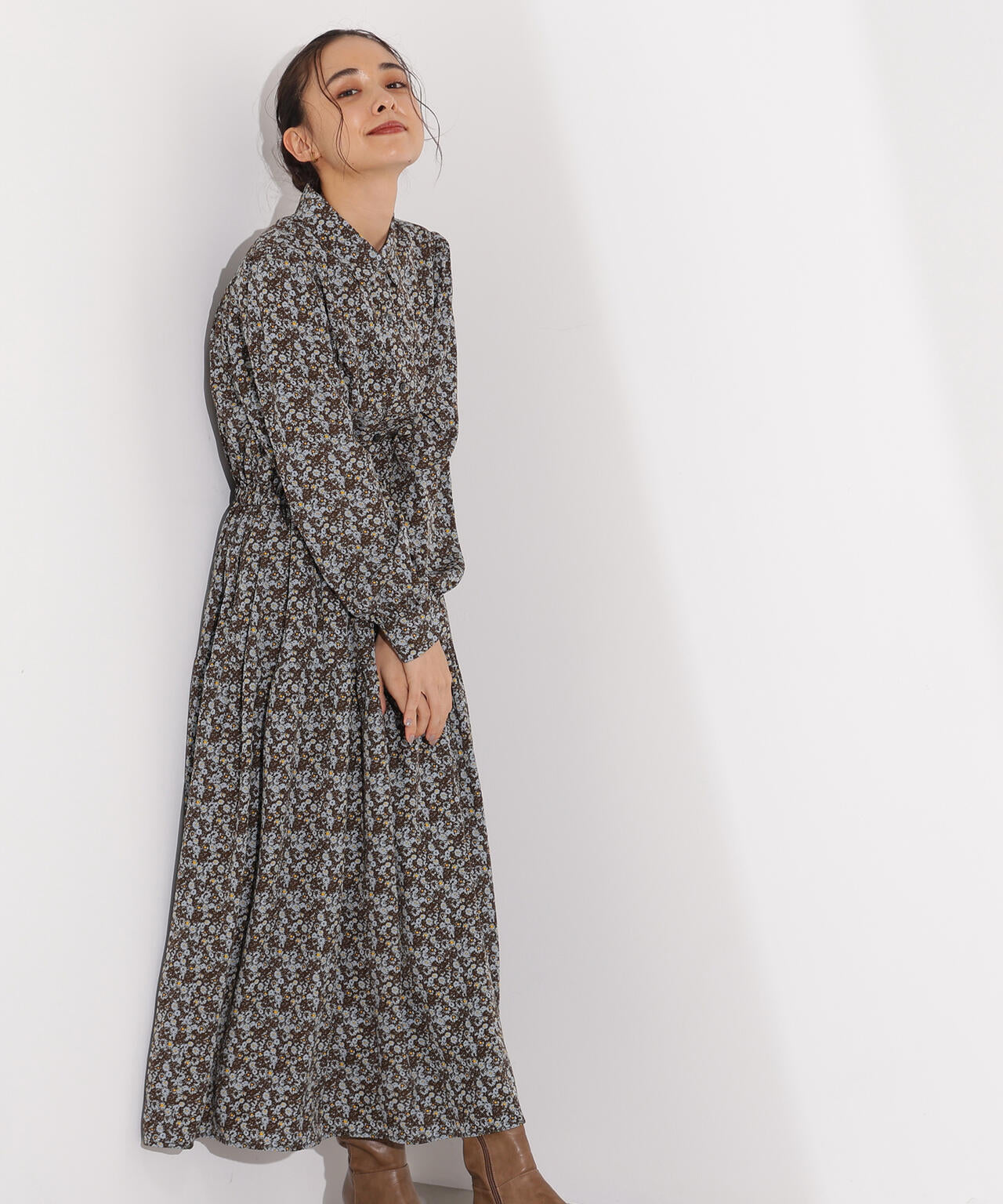 ヴィンテージフラワーシャツワンピース