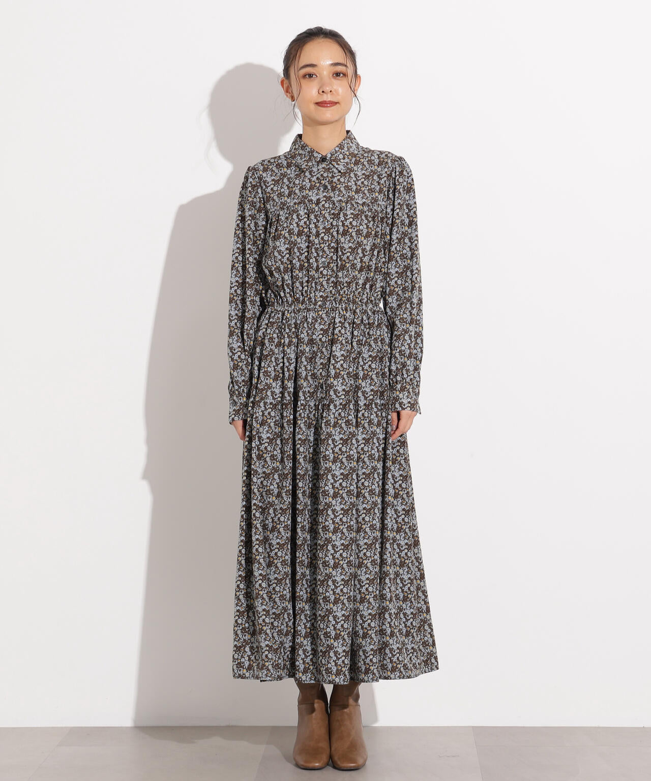 ヴィンテージフラワーシャツワンピース