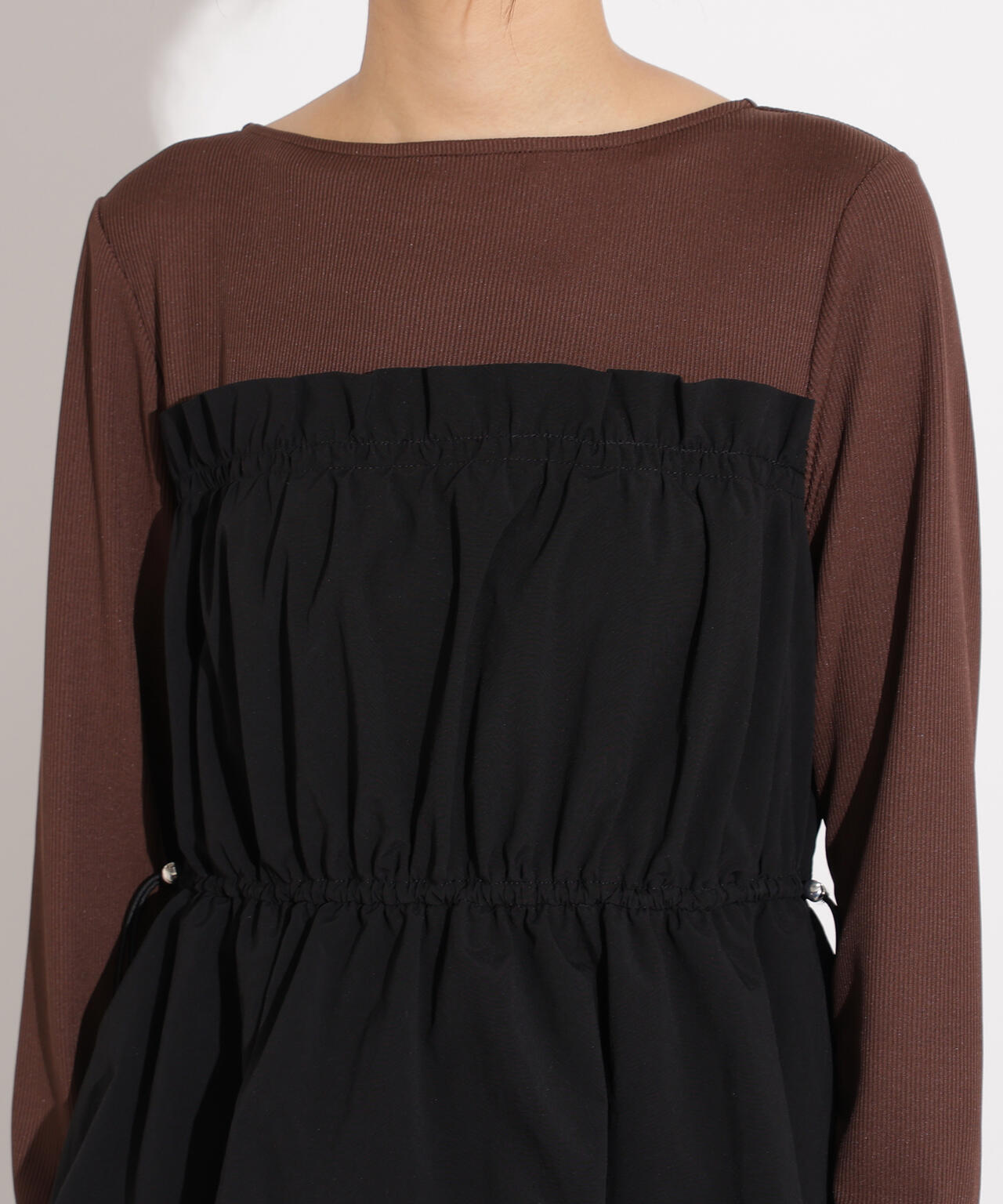 ドロストコードドッキングワンピース長袖