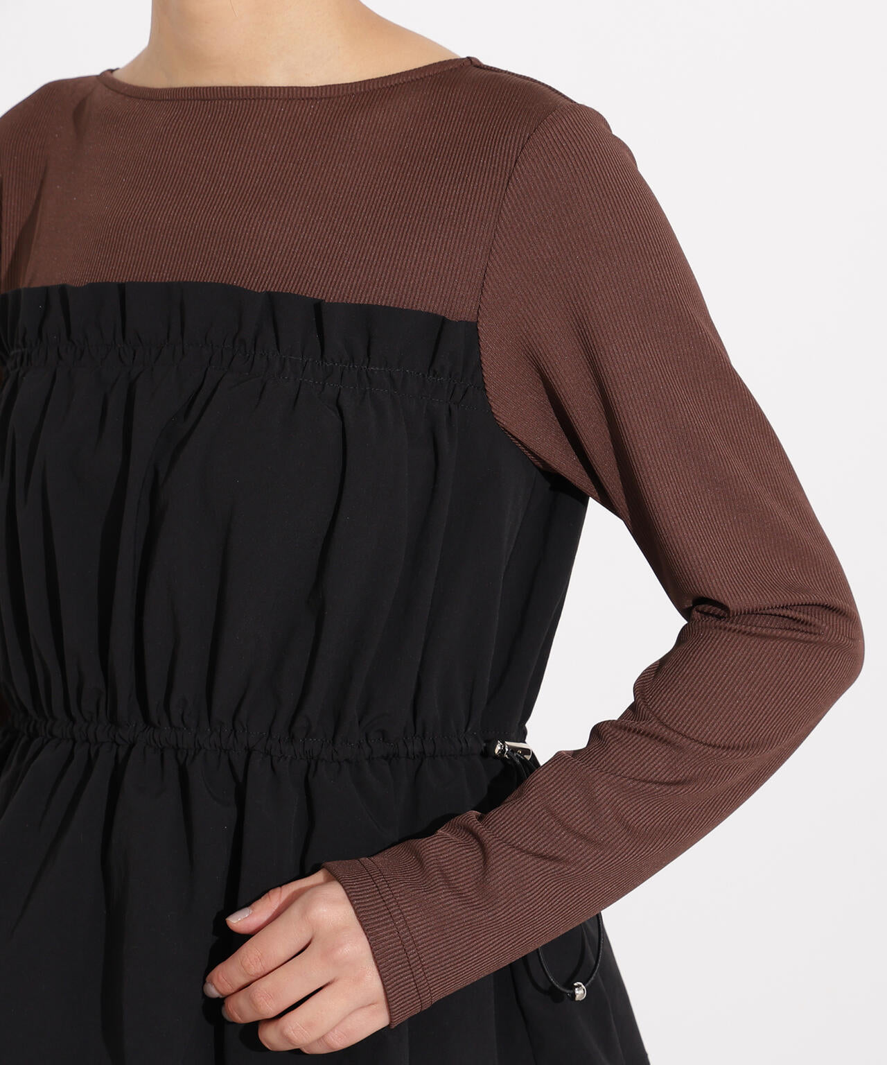 ドロストコードドッキングワンピース長袖