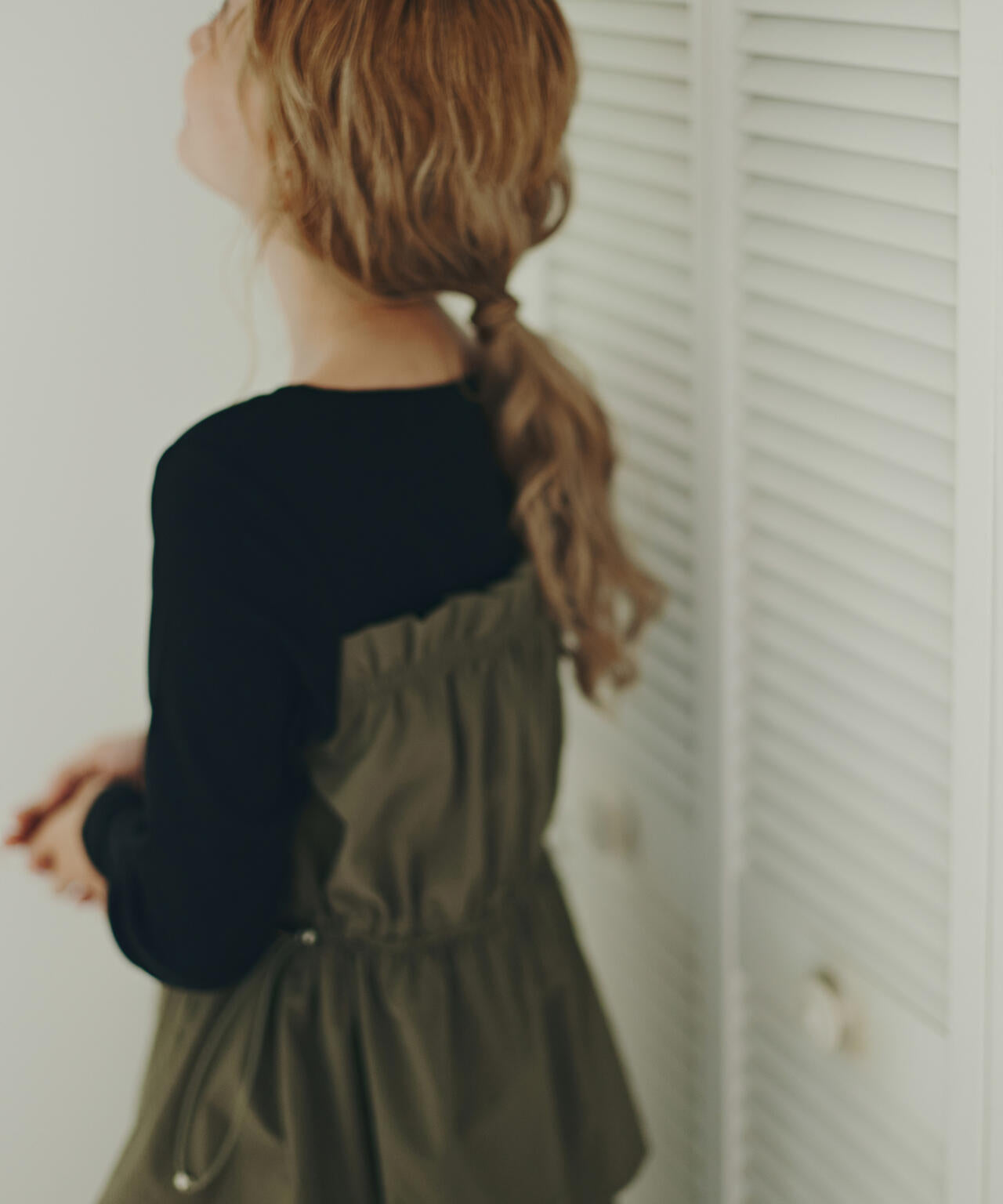 ドロストコードドッキングワンピース長袖