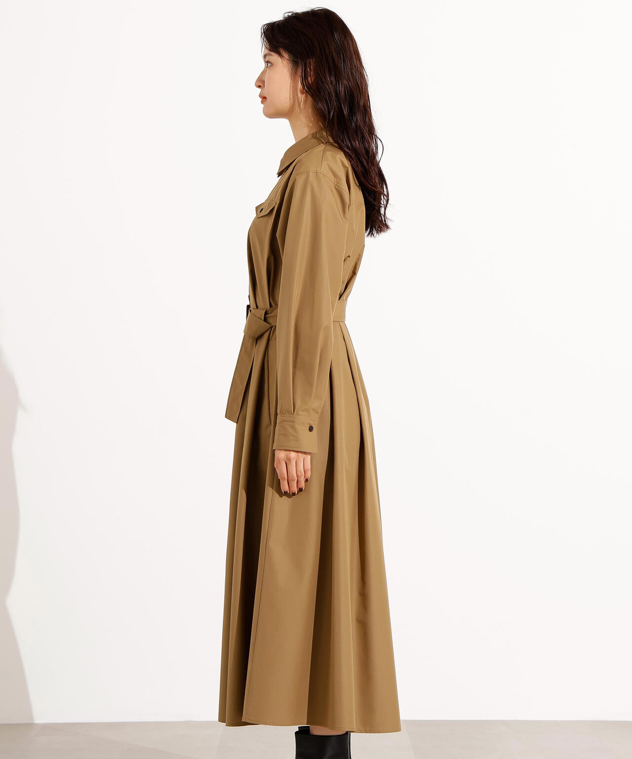 タック入りシャツワンピース