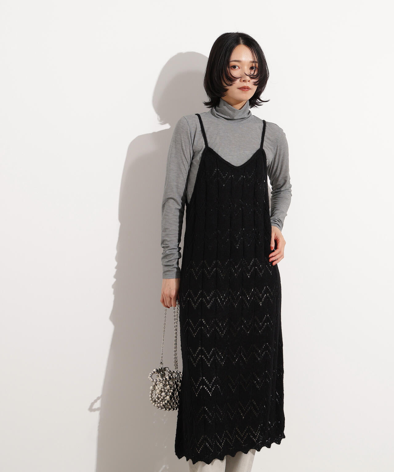 【岸本セシルさん着用】透かし編みニットキャミワンピース