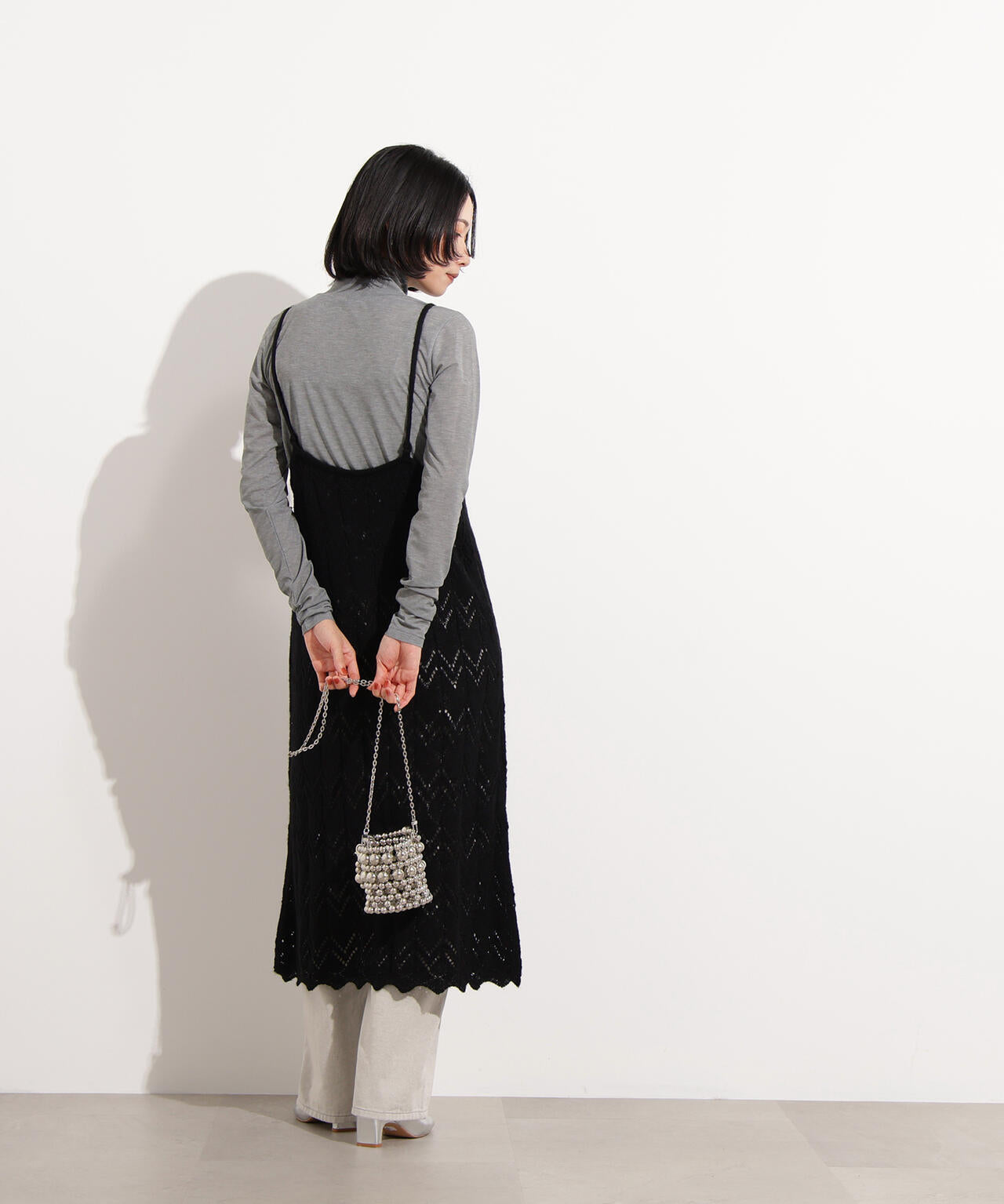 【岸本セシルさん着用】透かし編みニットキャミワンピース