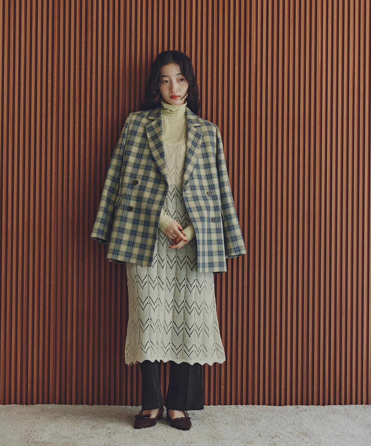 【岸本セシルさん着用】透かし編みニットキャミワンピース