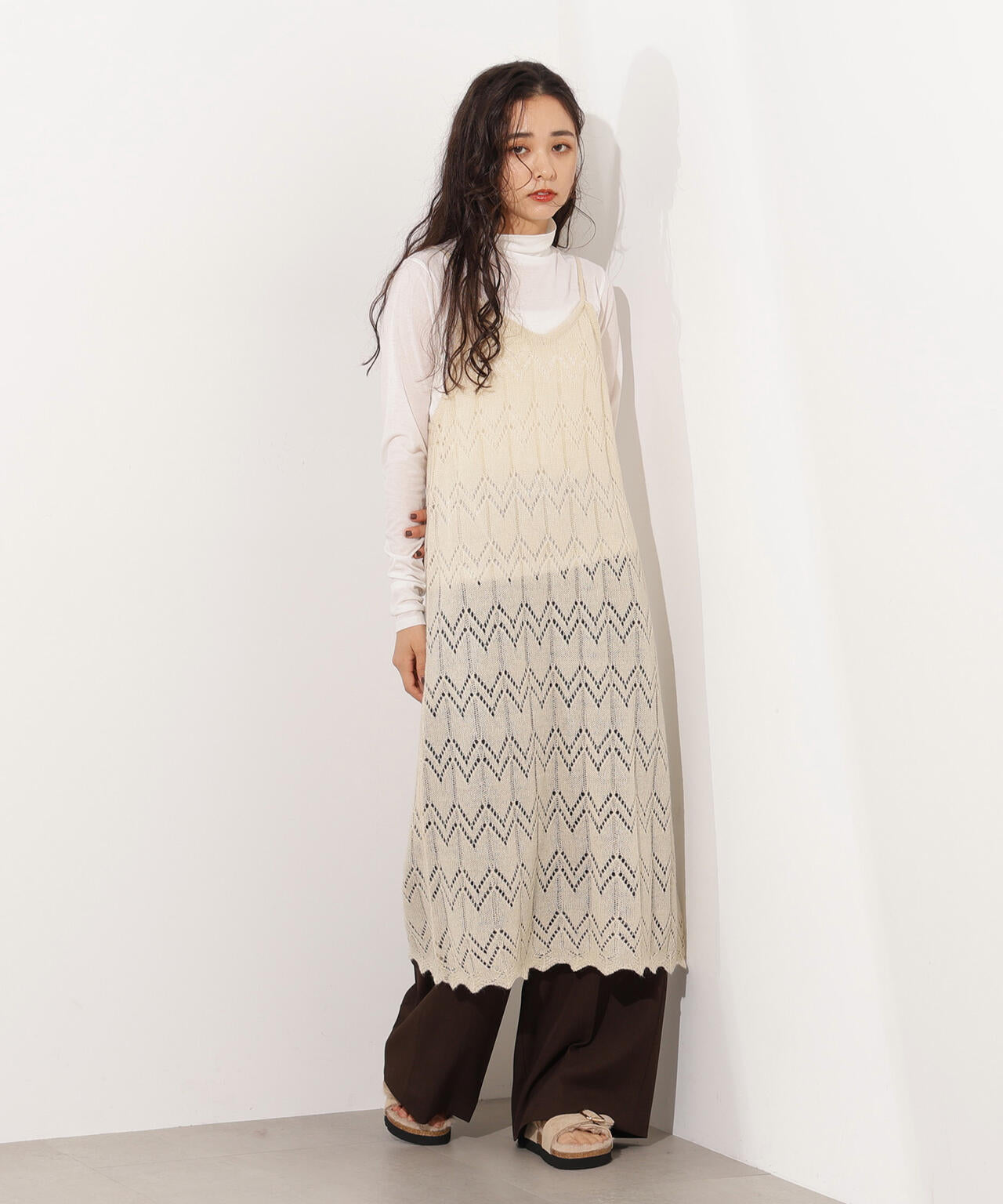 【岸本セシルさん着用】透かし編みニットキャミワンピース