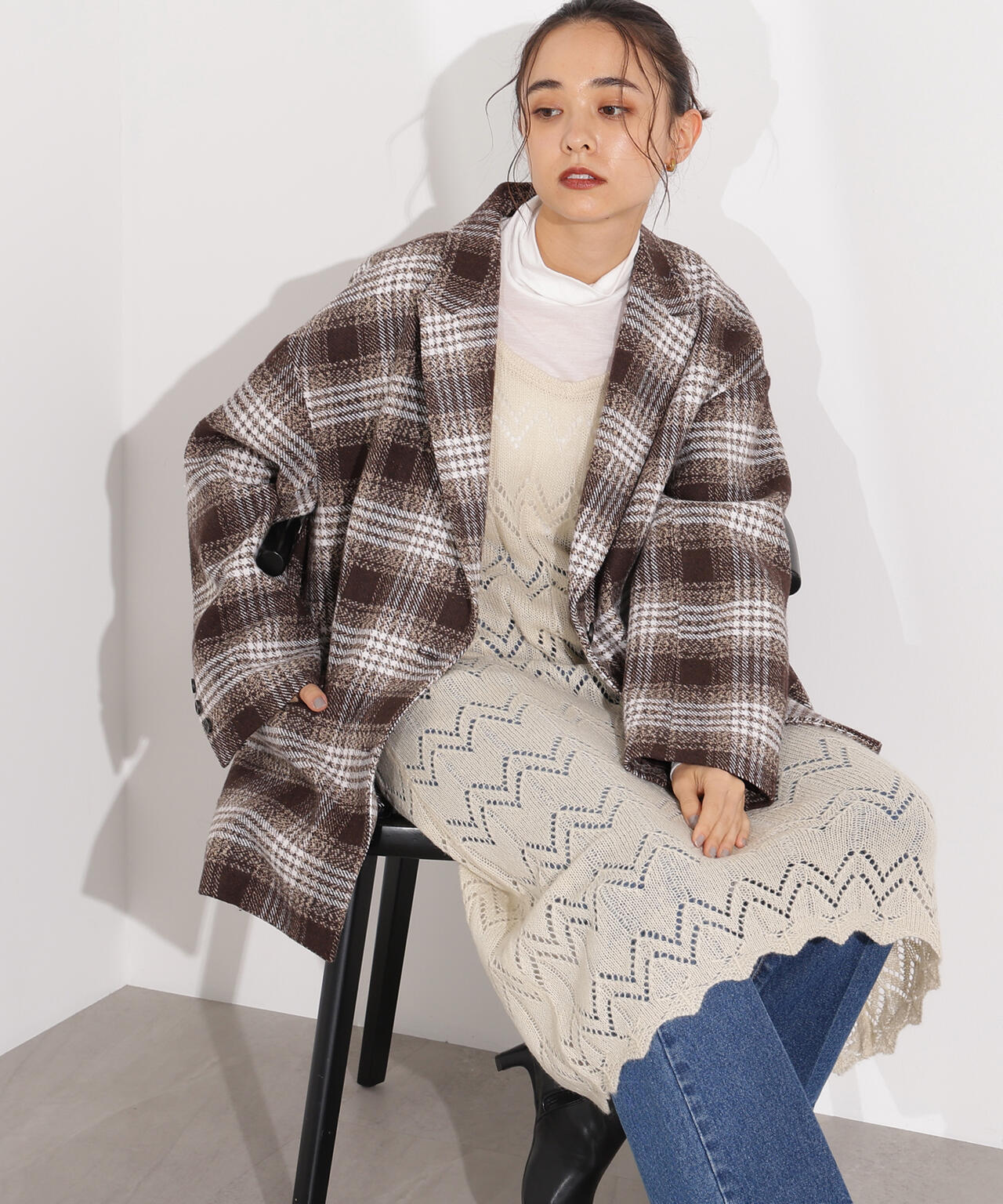 【岸本セシルさん着用】透かし編みニットキャミワンピース