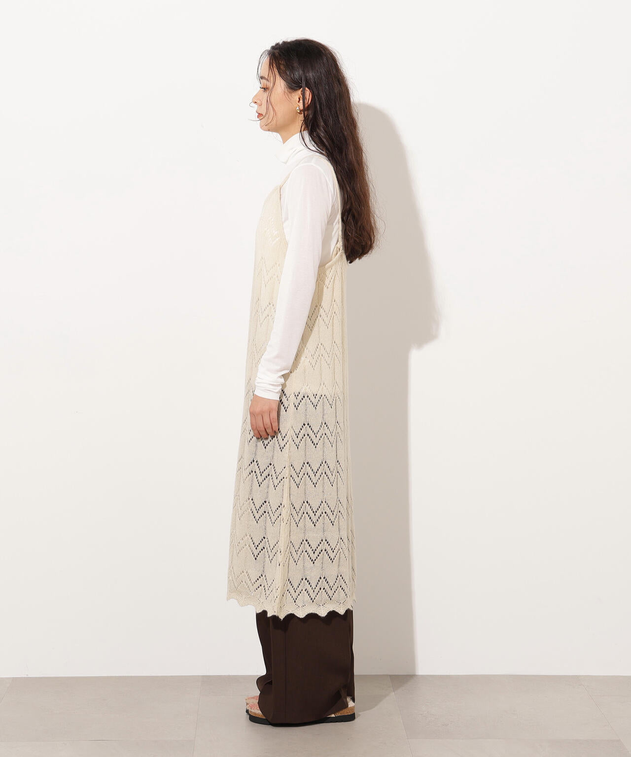 【岸本セシルさん着用】透かし編みニットキャミワンピース