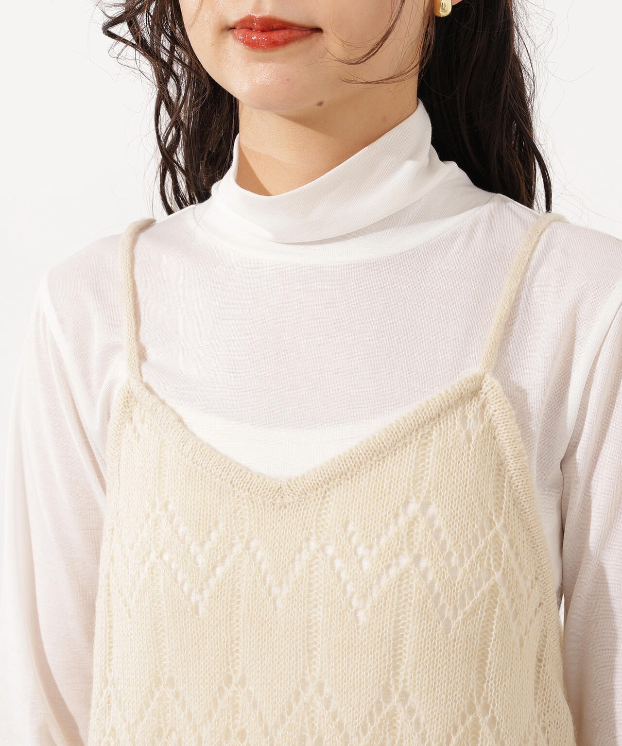 【岸本セシルさん着用】透かし編みニットキャミワンピース