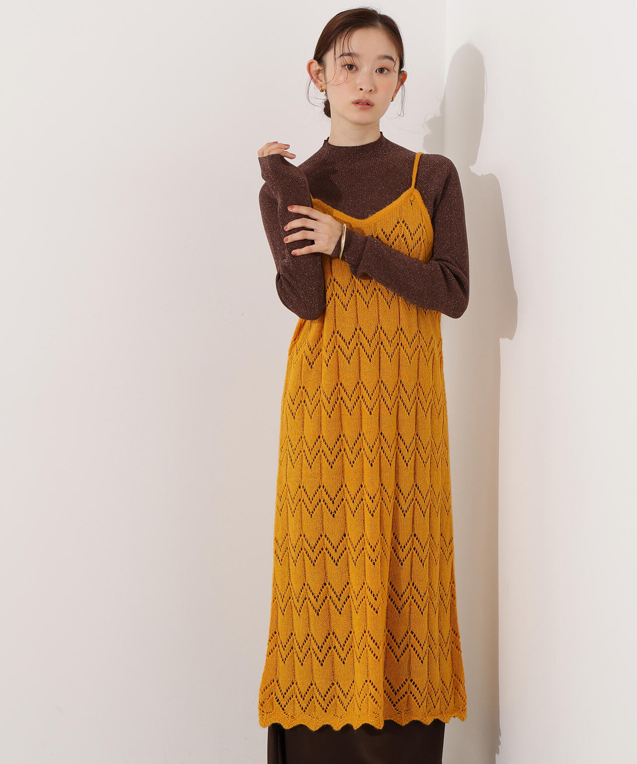 【岸本セシルさん着用】透かし編みニットキャミワンピース