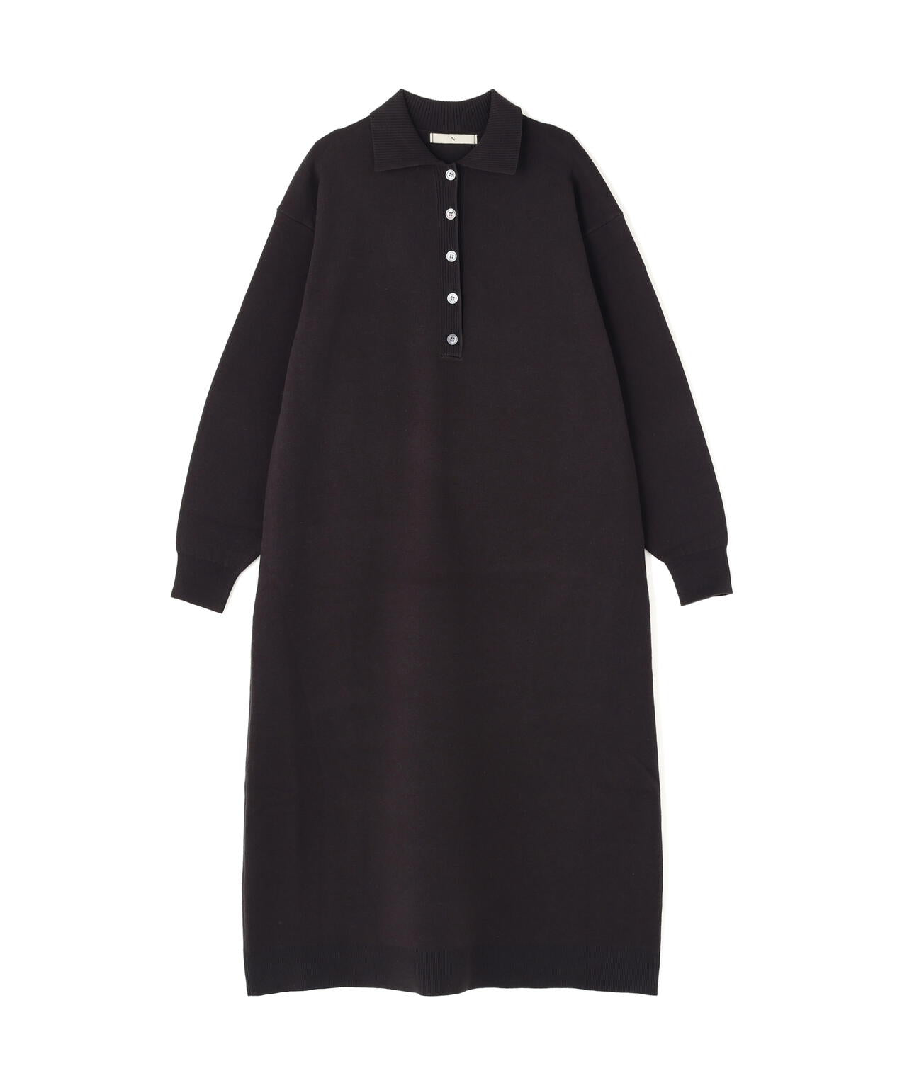 スキッパーネックニットワンピース