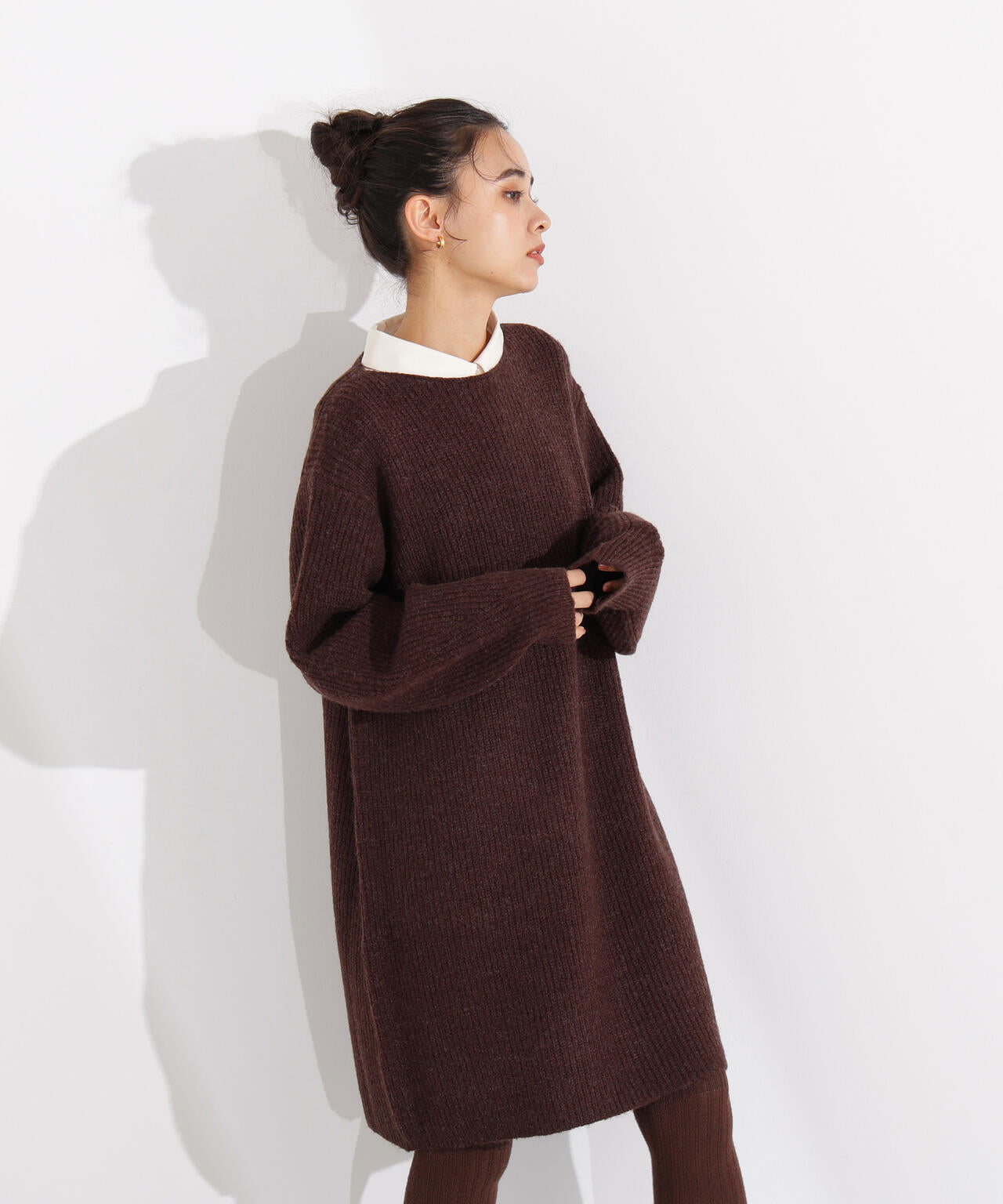 襟付ミニニットワンピース