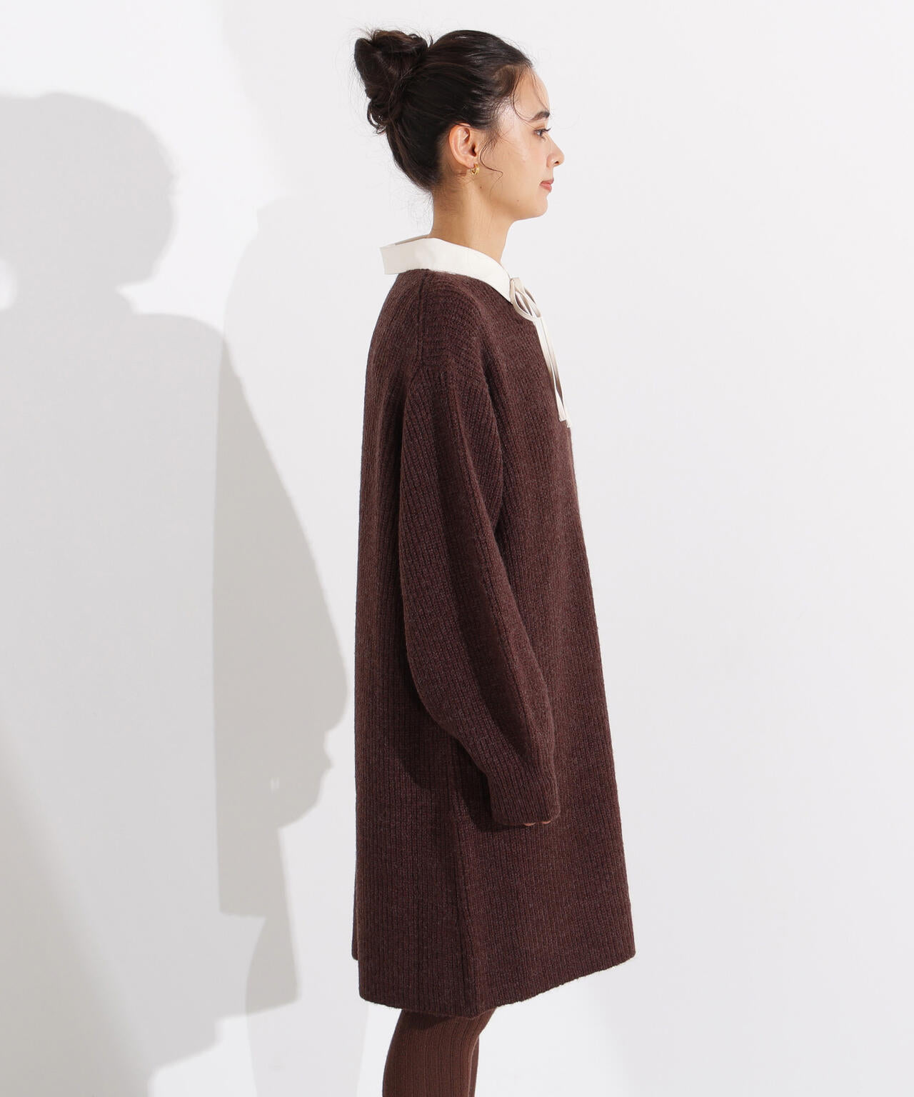 襟付ミニニットワンピース