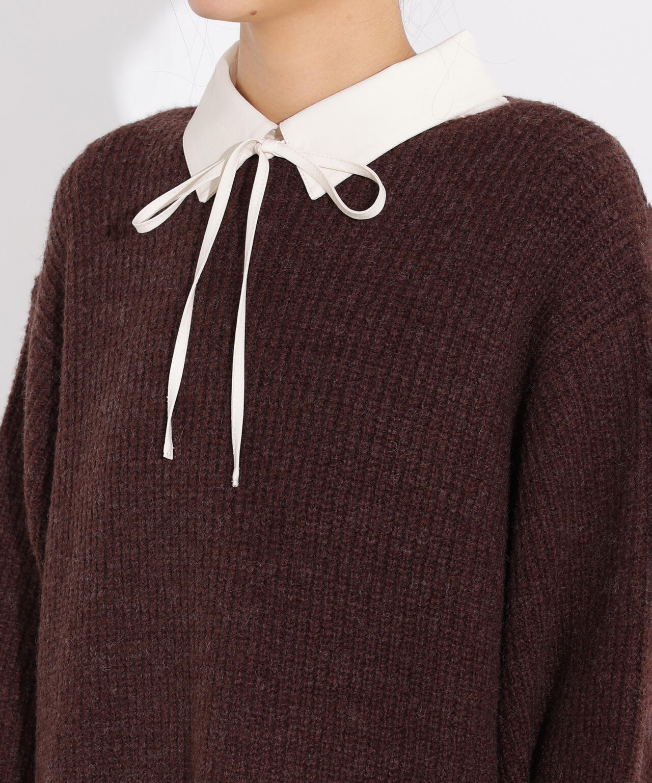 襟付ミニニットワンピース