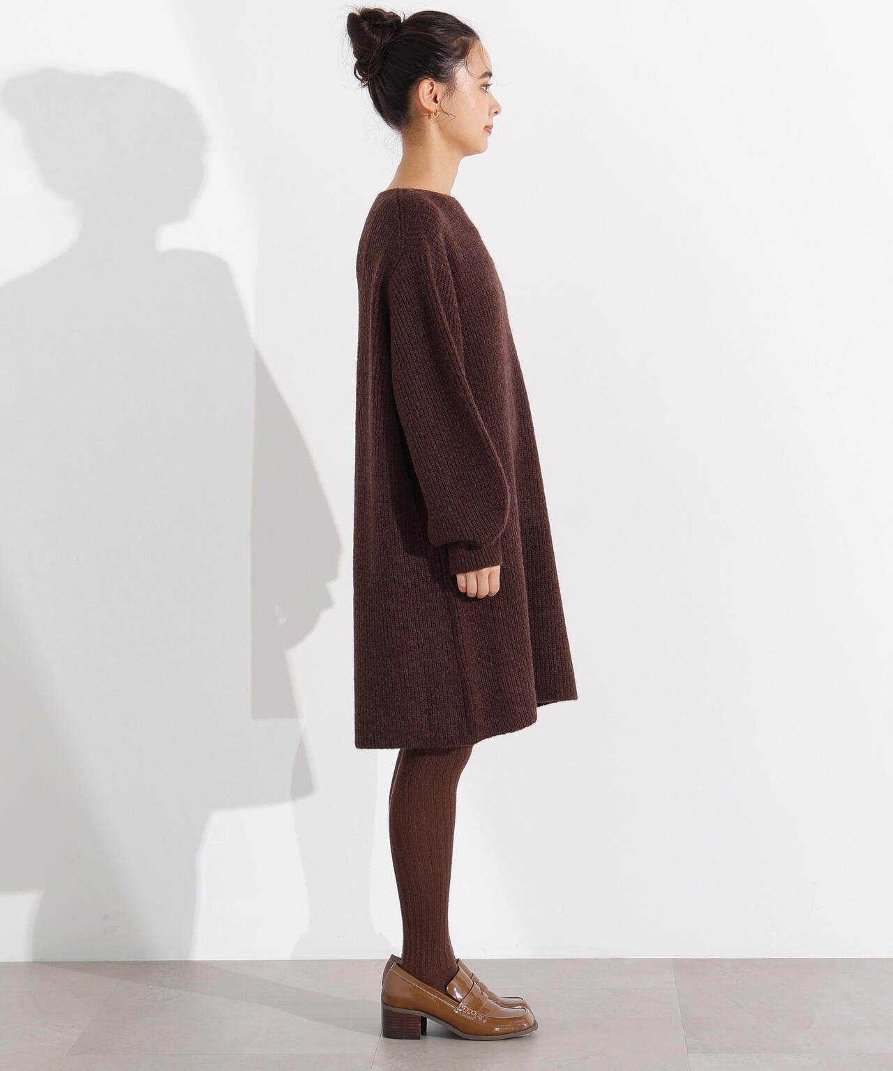 襟付ミニニットワンピース