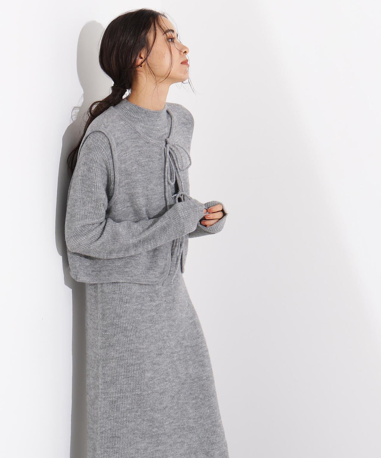 リボンニットアンサンブルワンピース