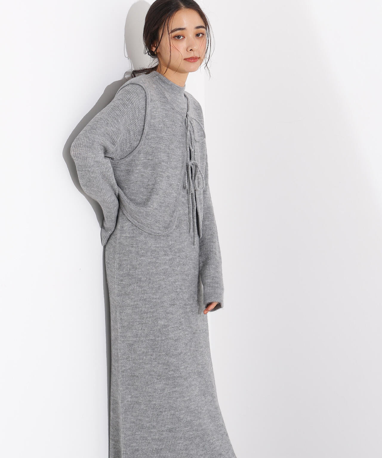 リボンニットアンサンブルワンピース