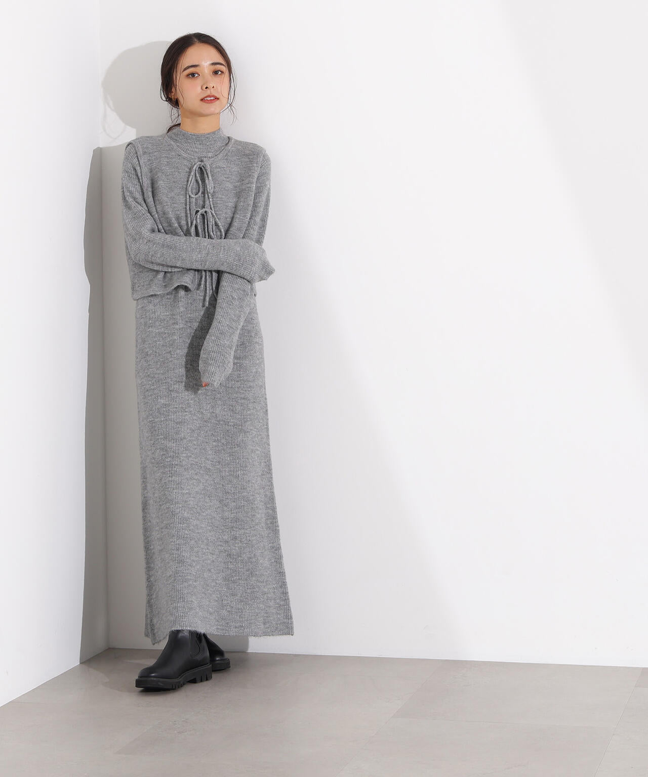 リボンニットアンサンブルワンピース