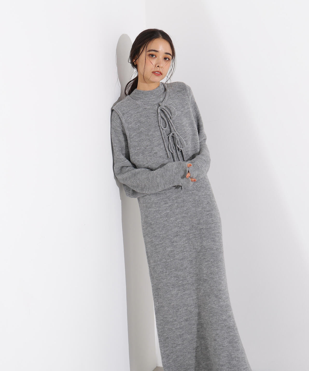 リボンニットアンサンブルワンピース