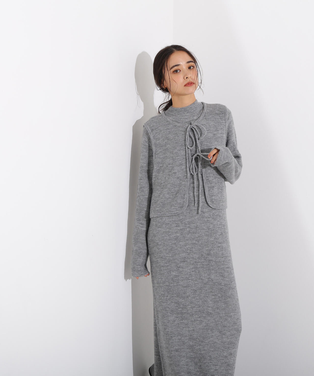 リボンニットアンサンブルワンピース