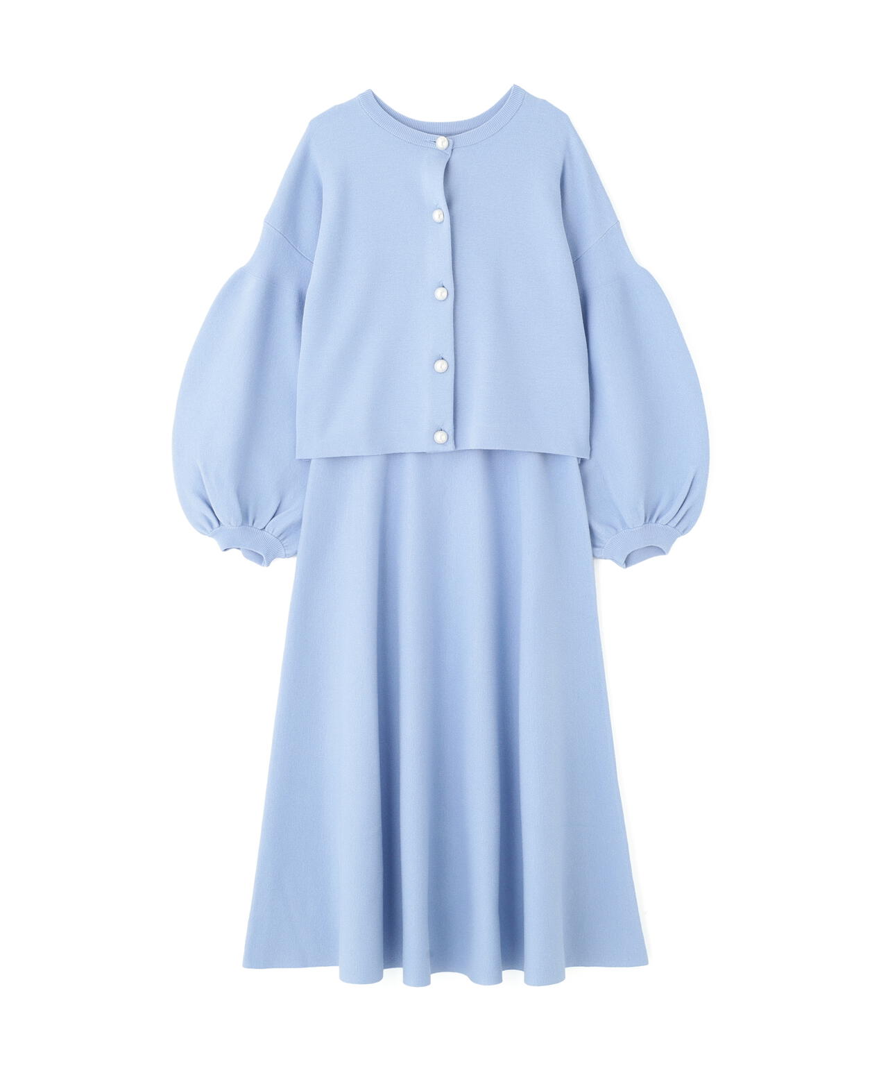 【瞬間コーデ】洗える楽ちんキレイ見え2WAYパールボタンニットアップ