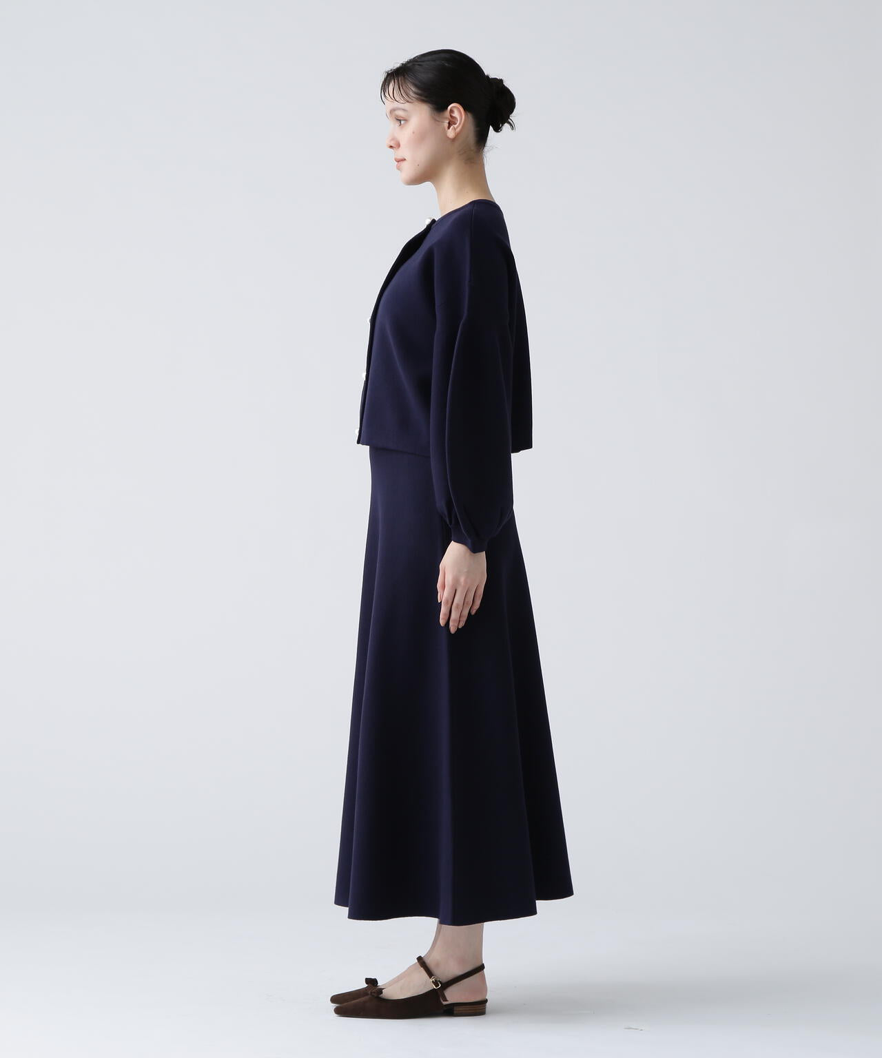 【瞬間コーデ】洗える楽ちんキレイ見え2WAYパールボタンニットアップ