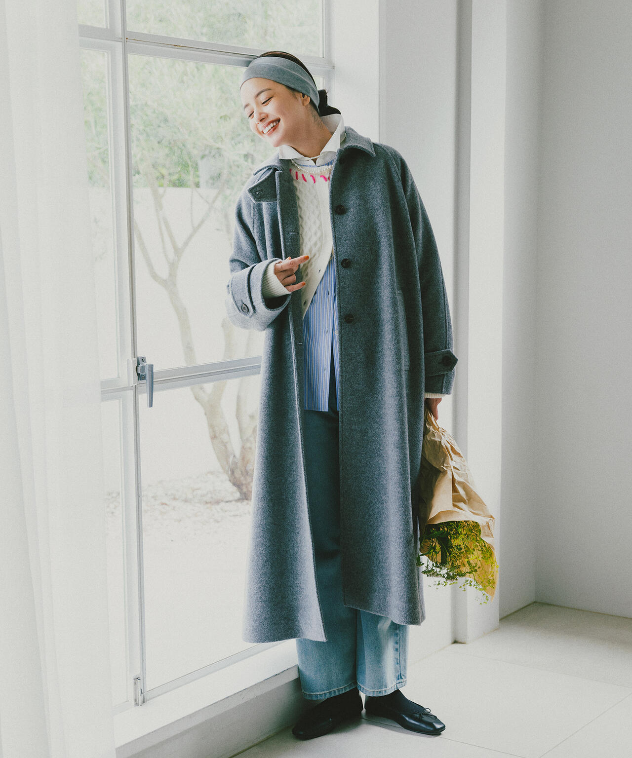 【岸本セシルさん着用】ステンカラーロングコート