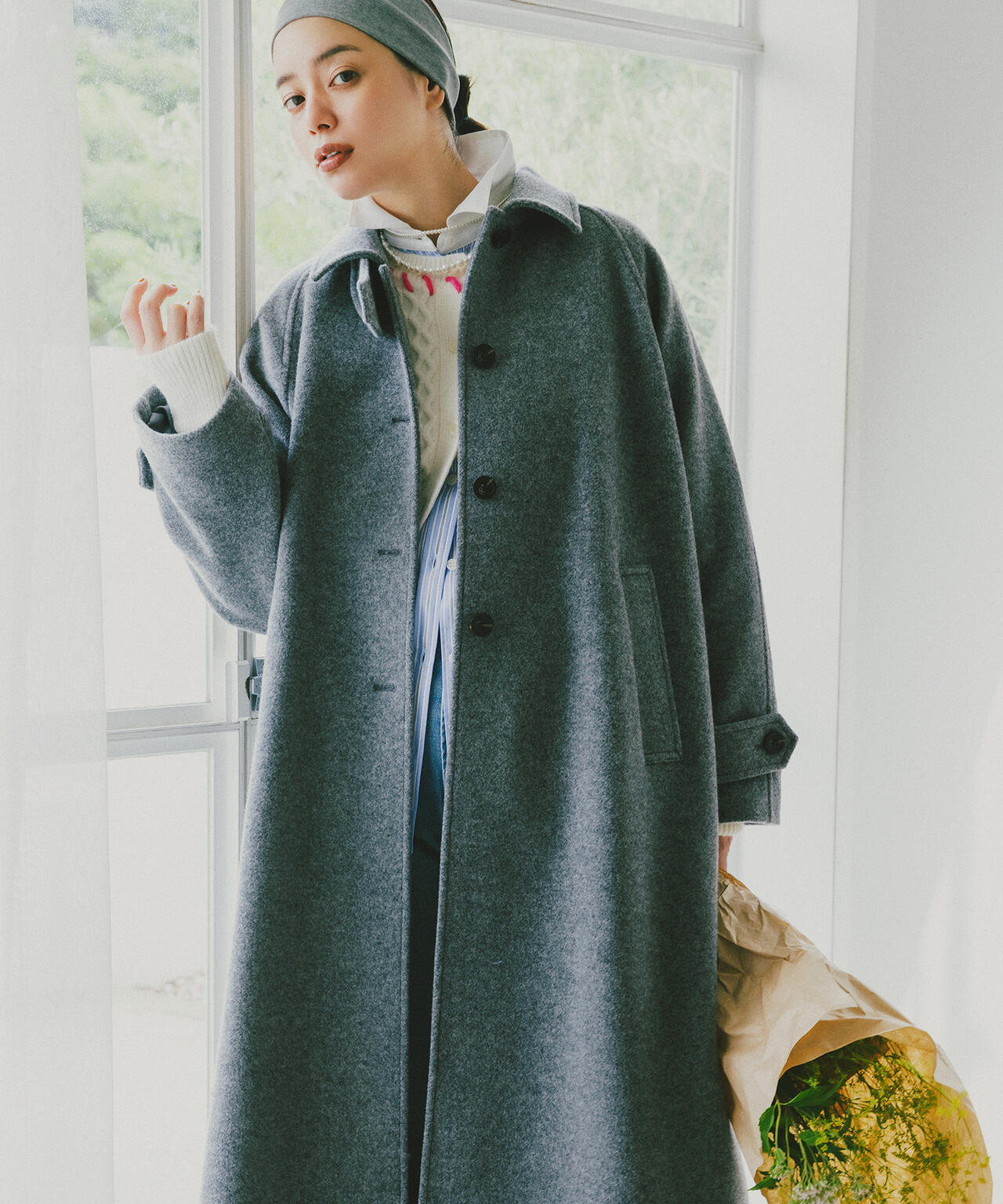 【岸本セシルさん着用】ステンカラーロングコート