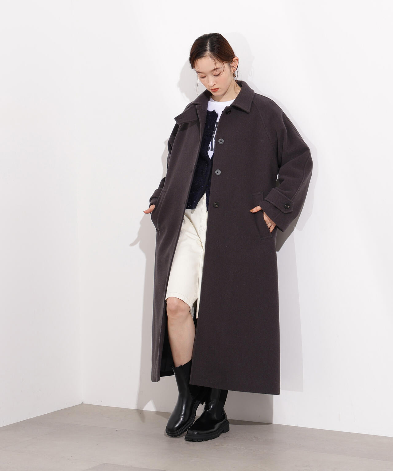 【岸本セシルさん着用】ステンカラーロングコート