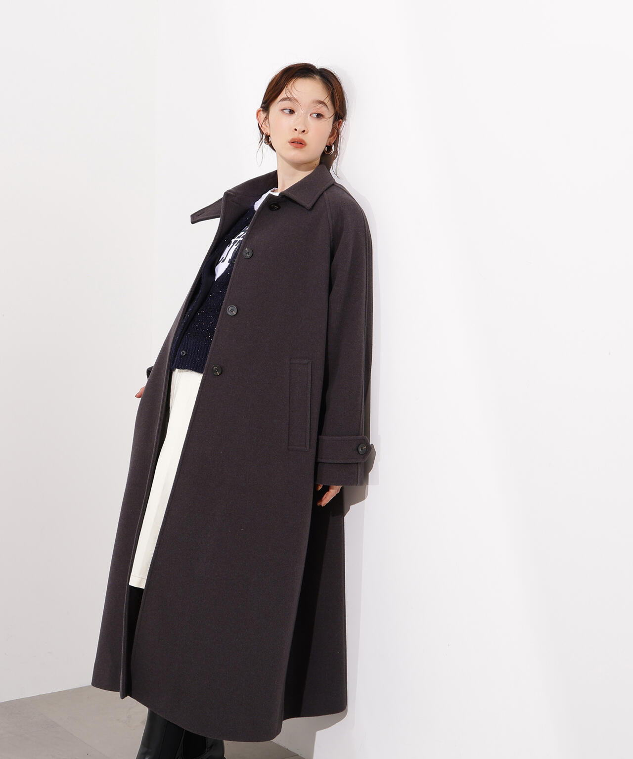 【岸本セシルさん着用】ステンカラーロングコート