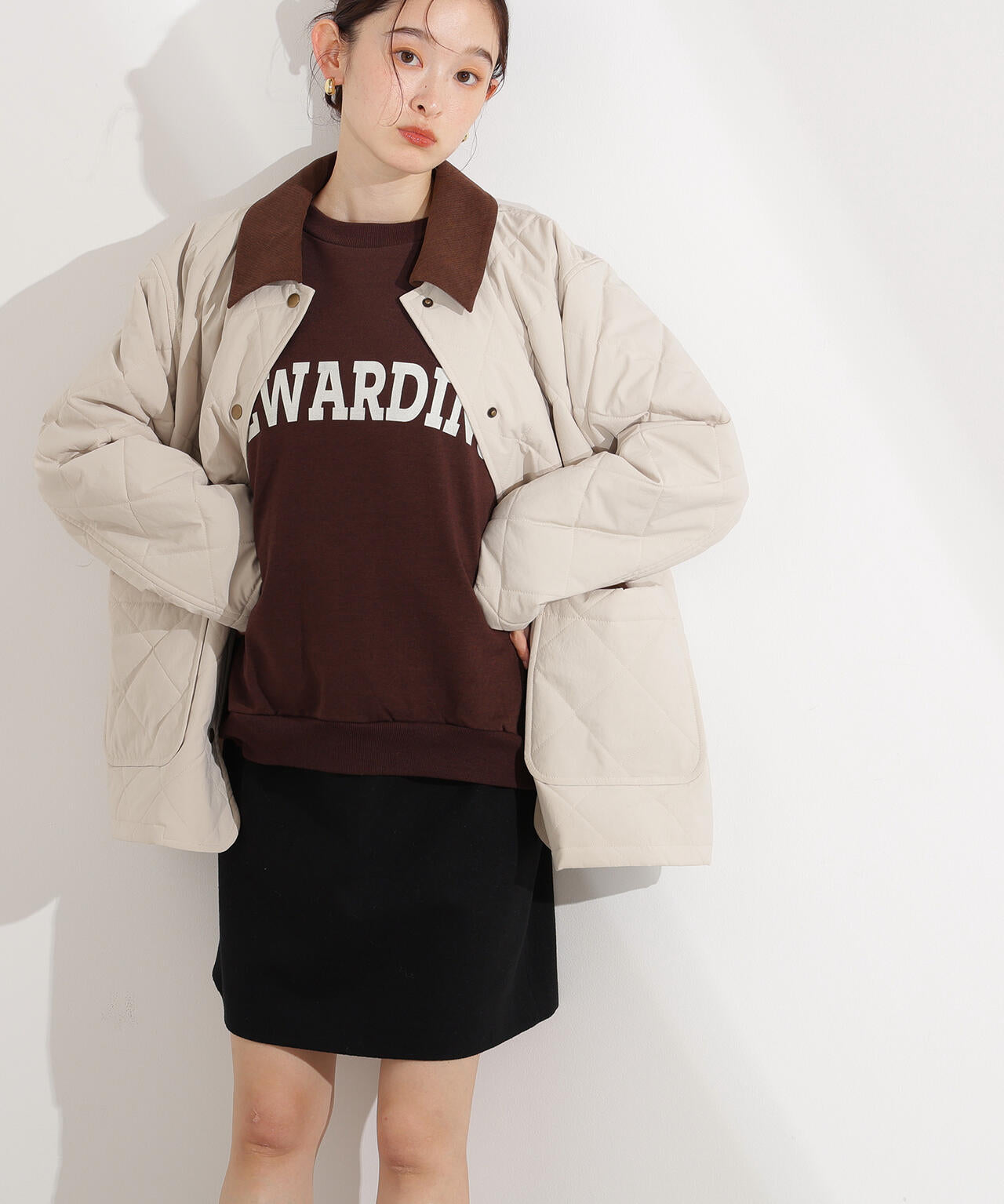 【岸本セシルさん着用】バイカラーキルティングブルゾン