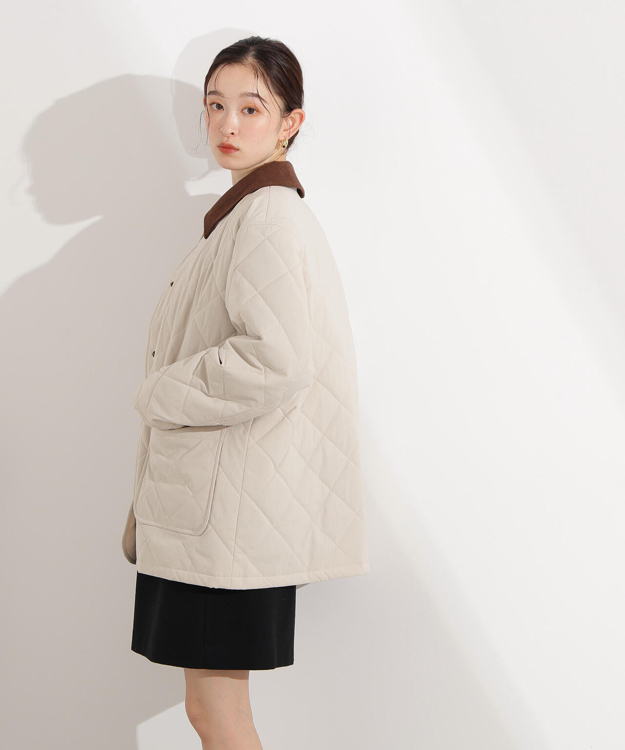 【岸本セシルさん着用】バイカラーキルティングブルゾン