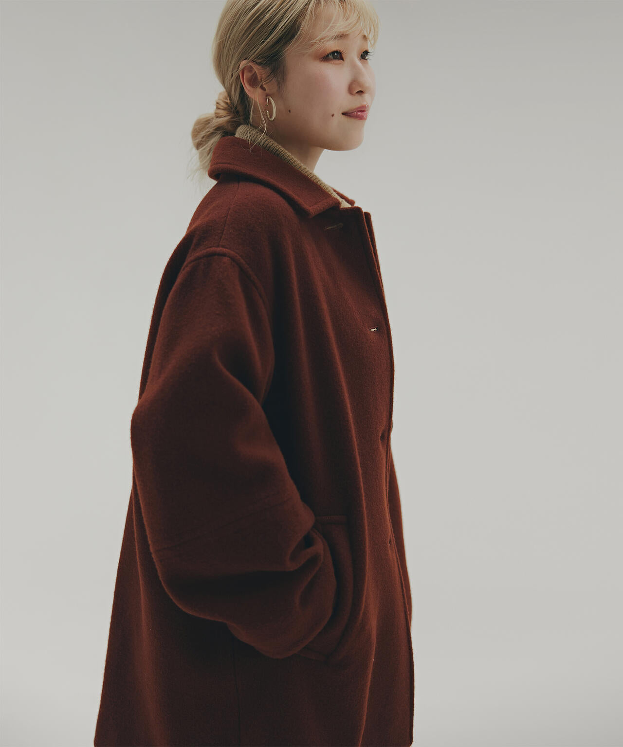 ステンカラーミディコート