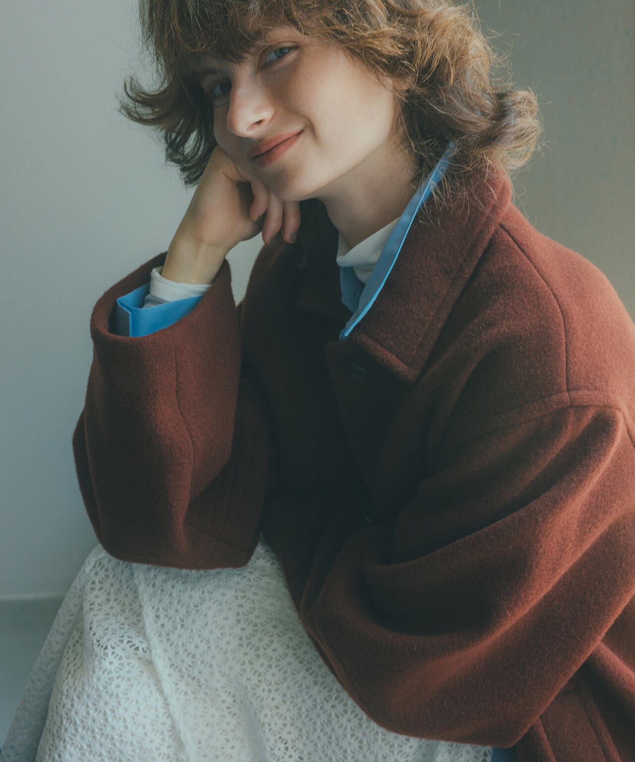 ステンカラーミディコート