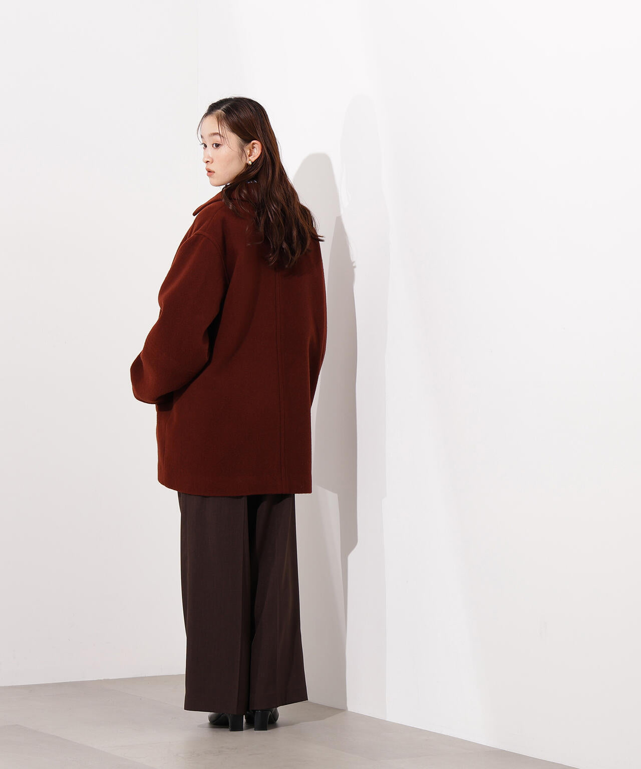 ステンカラーミディコート