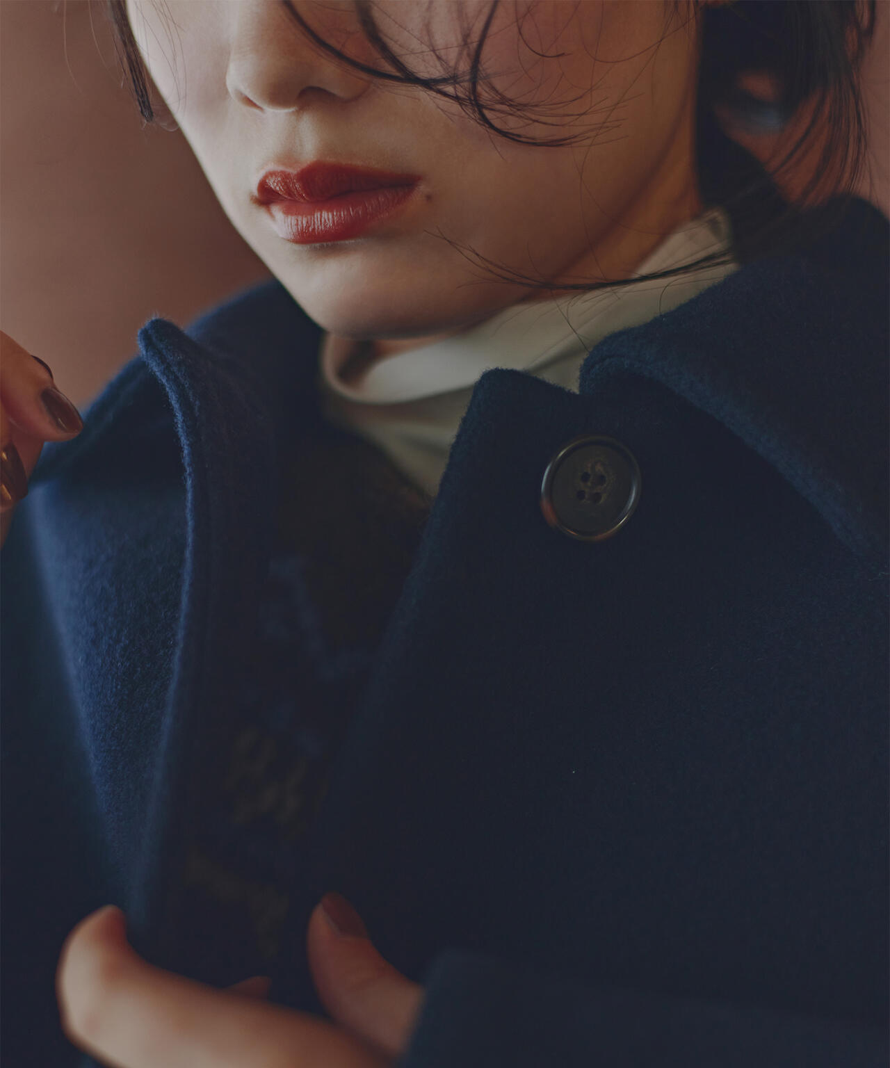 ステンカラーミディコート