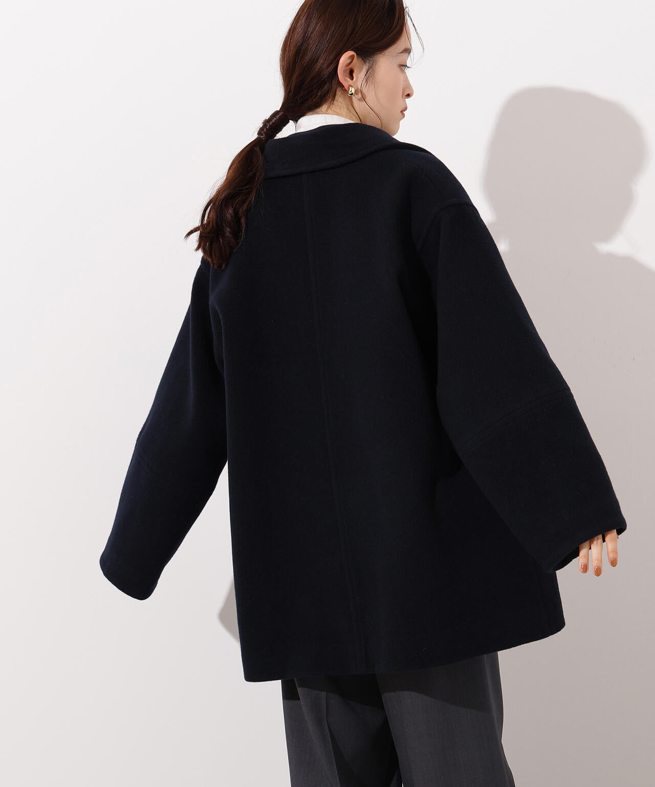 ステンカラーミディコート