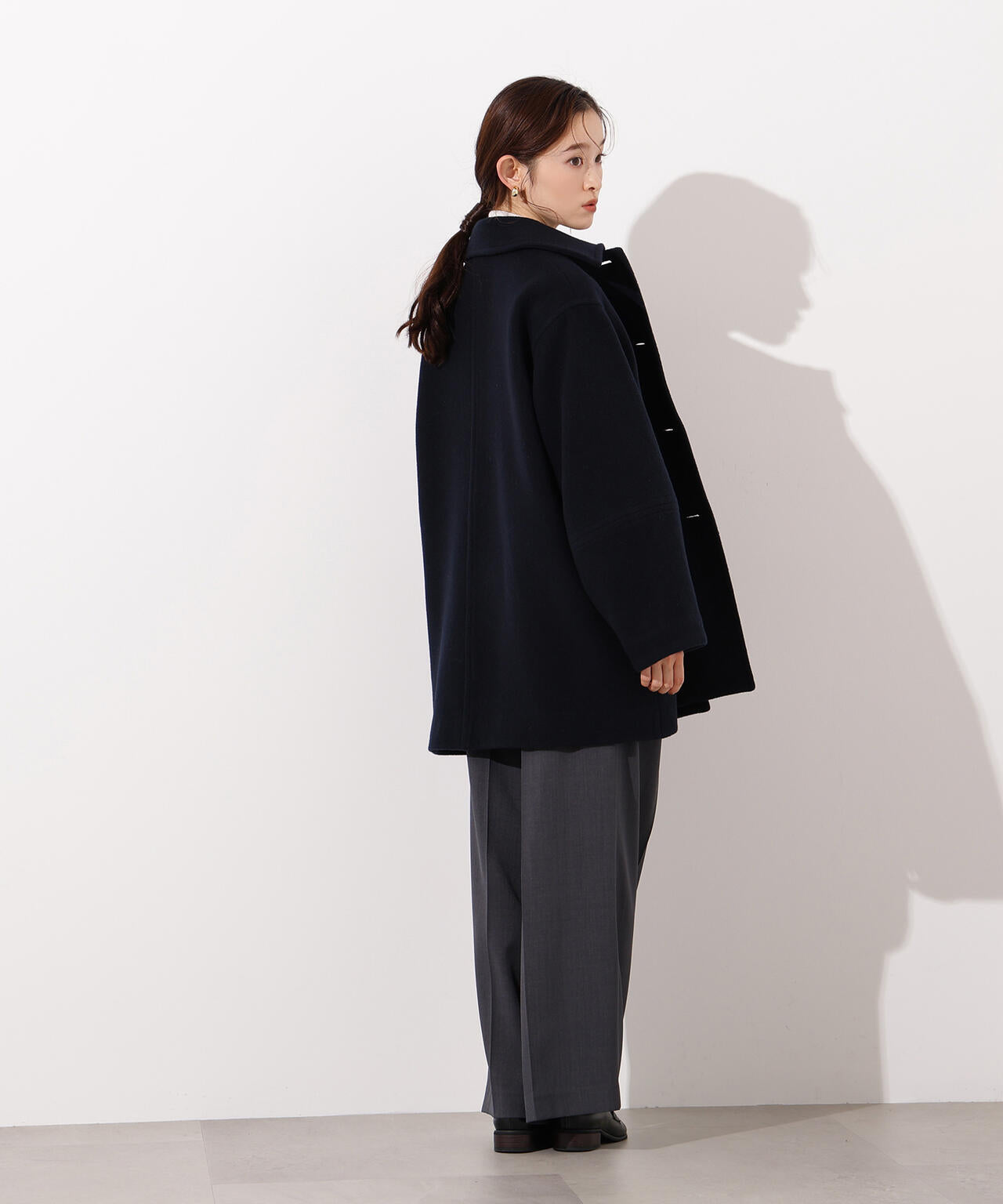 ステンカラーミディコート