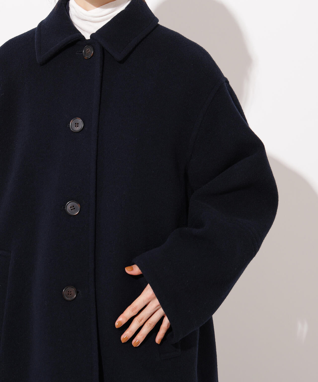 ステンカラーミディコート