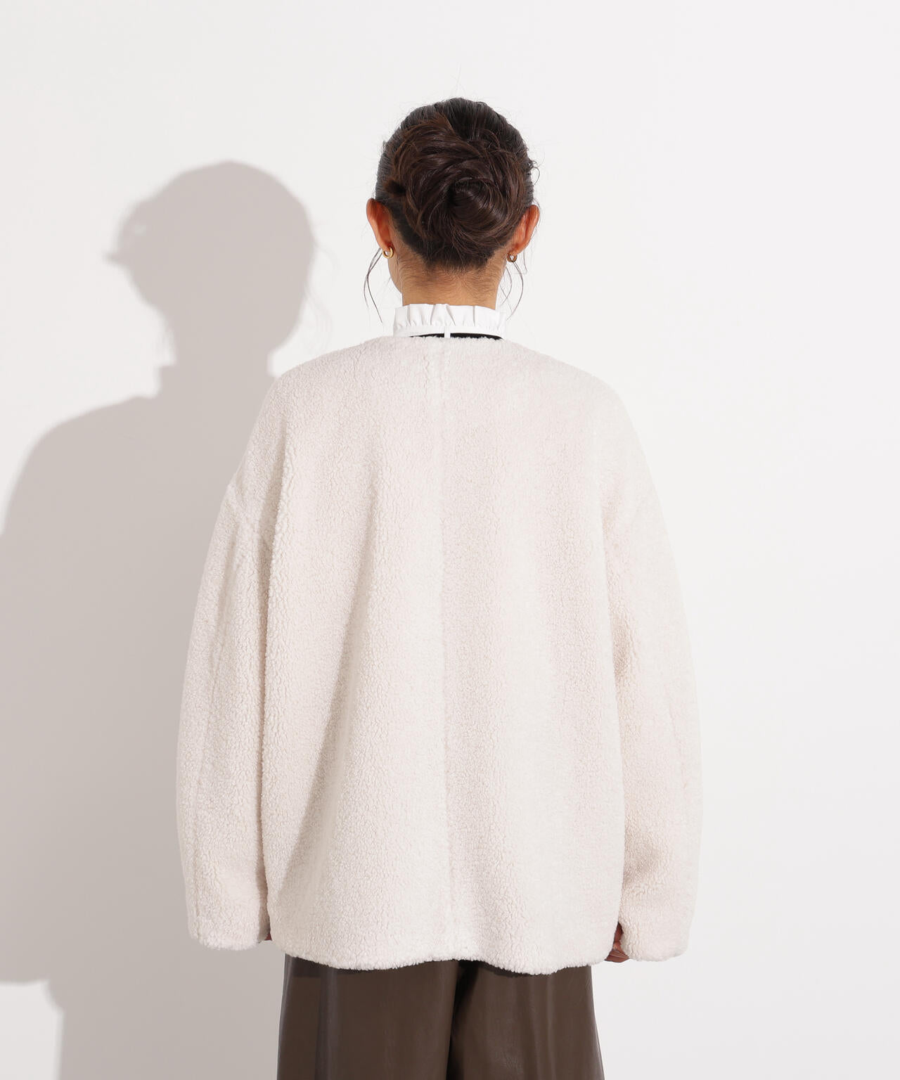 【岸本セシルさん着用】ノーカラーボアブルゾン