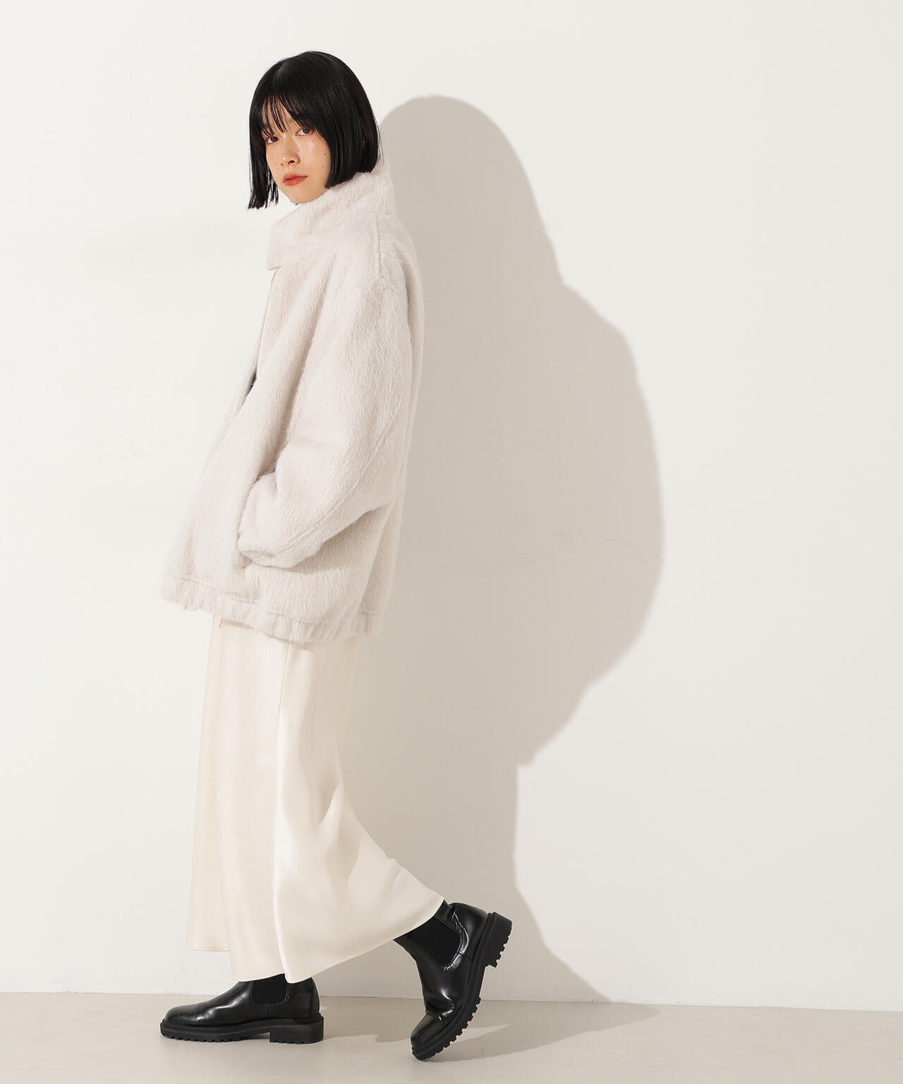 スタンドネックシャギーブルゾン