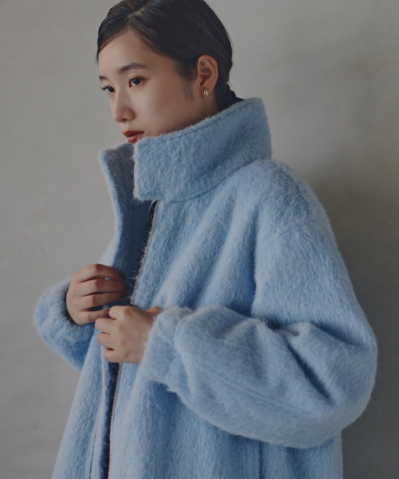 スタンドネックシャギーブルゾン