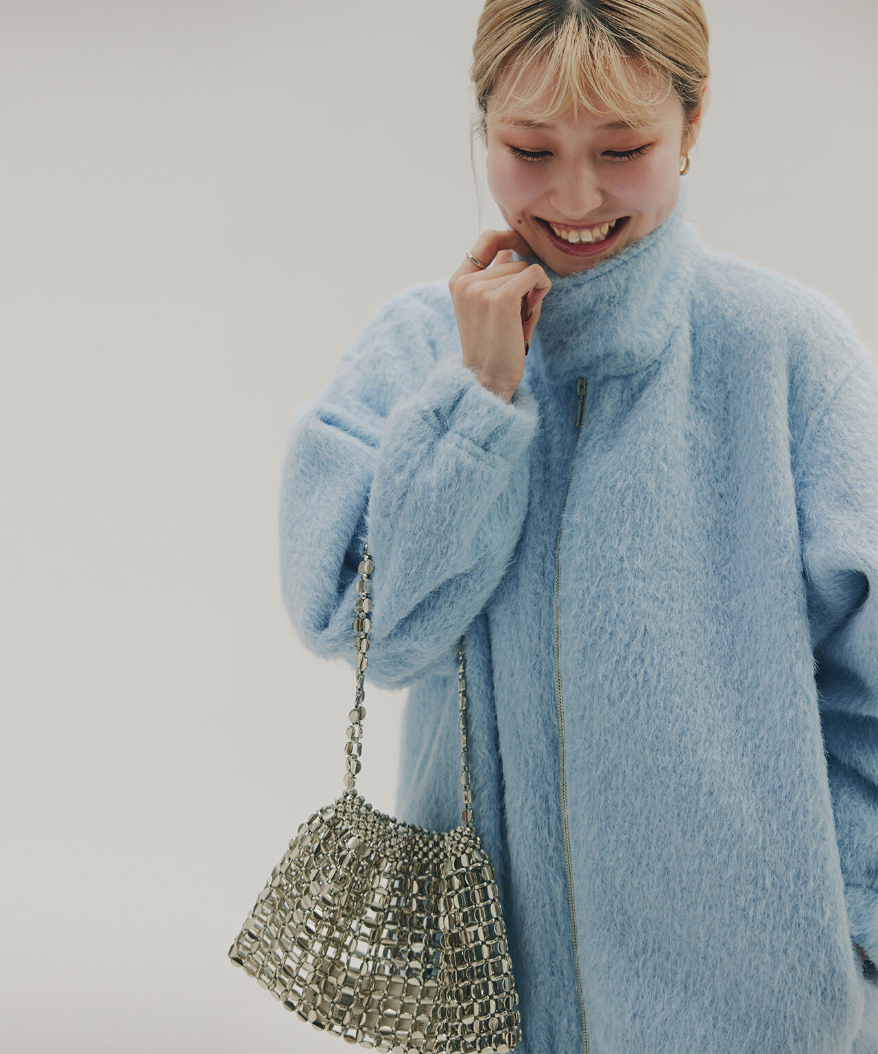 スタンドネックシャギーブルゾン