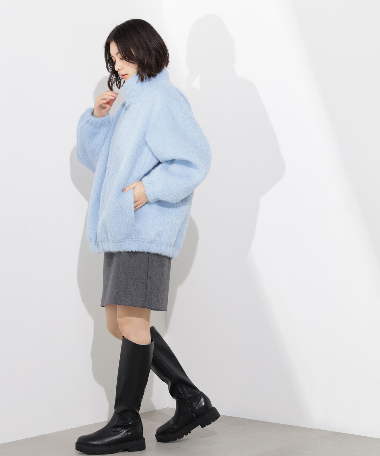 スタンドネックシャギーブルゾン