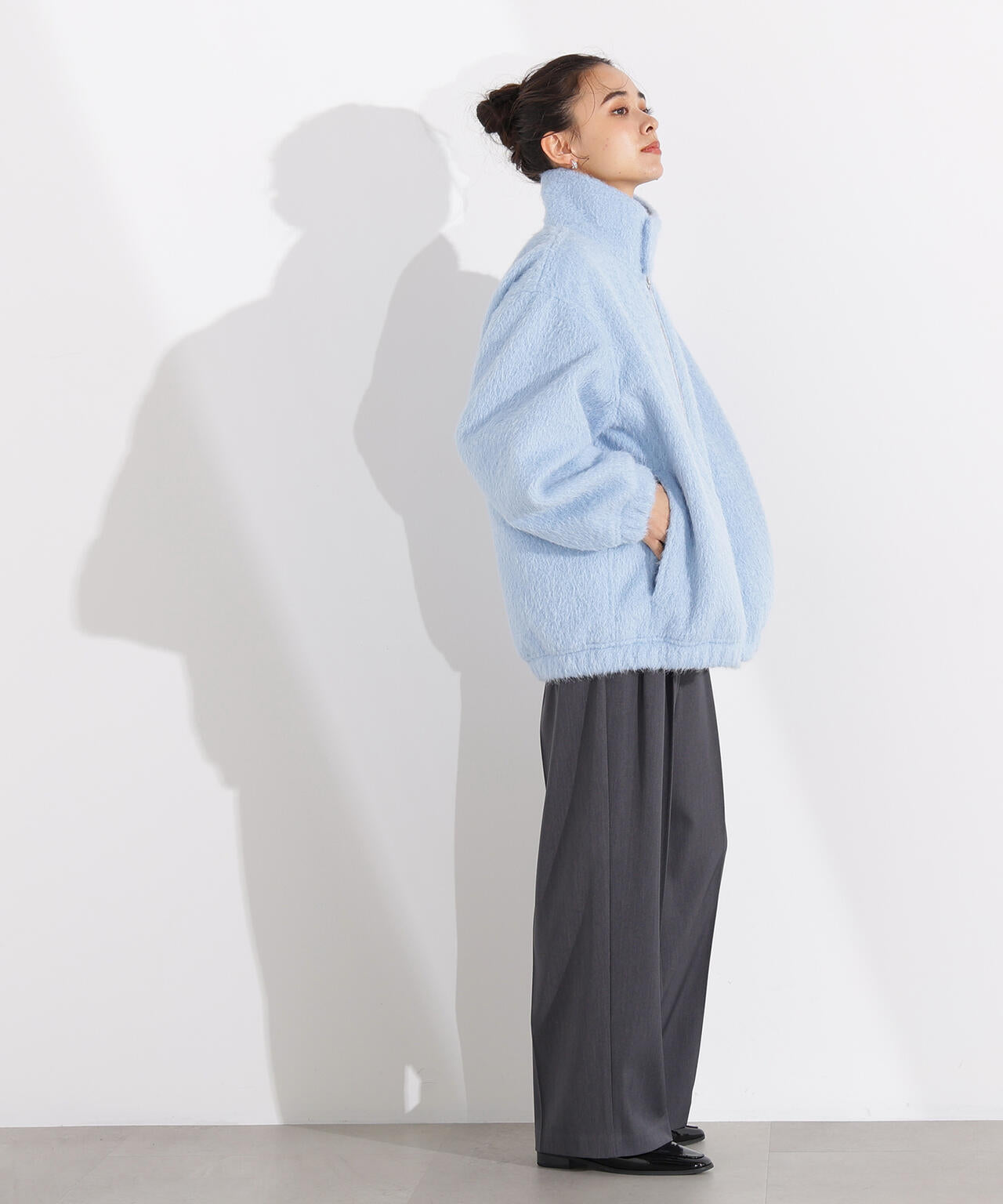 スタンドネックシャギーブルゾン